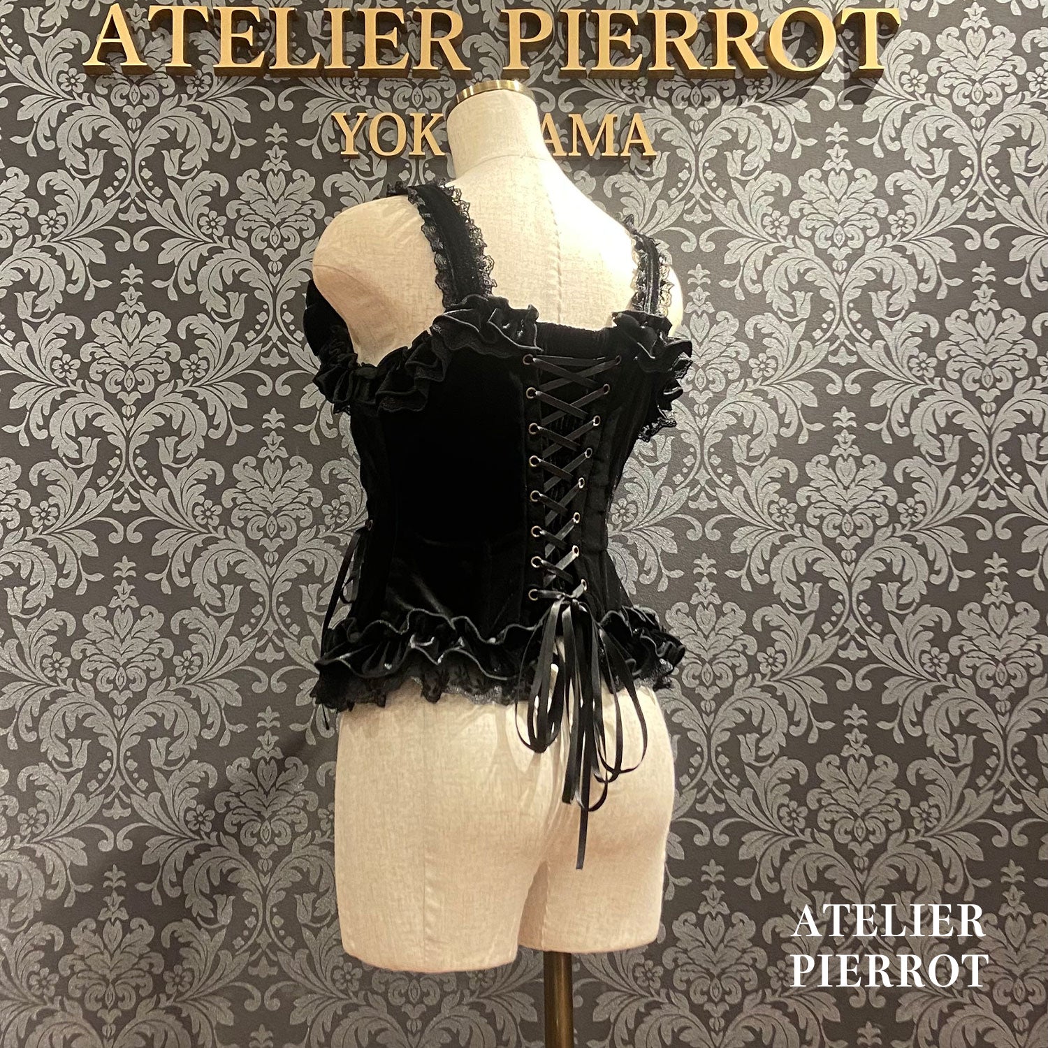 【ATELIER PIERROTAdenophora 레이스 업 Camisole Bordeaux/Navy/Black★10 월 초에서 중순까지 출시 될 예정입니다★