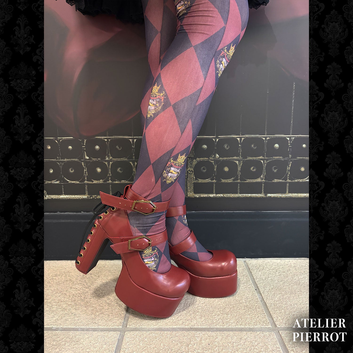 【ATELIER PIERROT】 ★ご予約受付中★ Coffin Buckle Lace-Up Platform Pumps ホワイト/ボルドー/ゴールド/ブラック S/M/L/XL