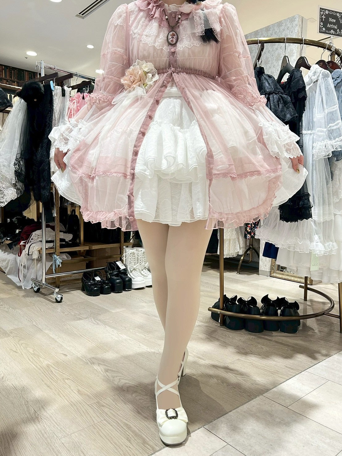 【Vallée lys】ヴァレリス Nocturne Sheer Tulle Dress ホワイト/ピンク/グレー/ボルドー/パープル/ブラック