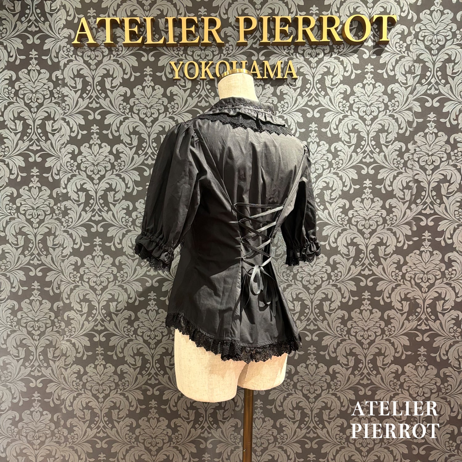 【ATELIER PIERROT】 Petite Rose BlouseWhite/Bordeaux/Black