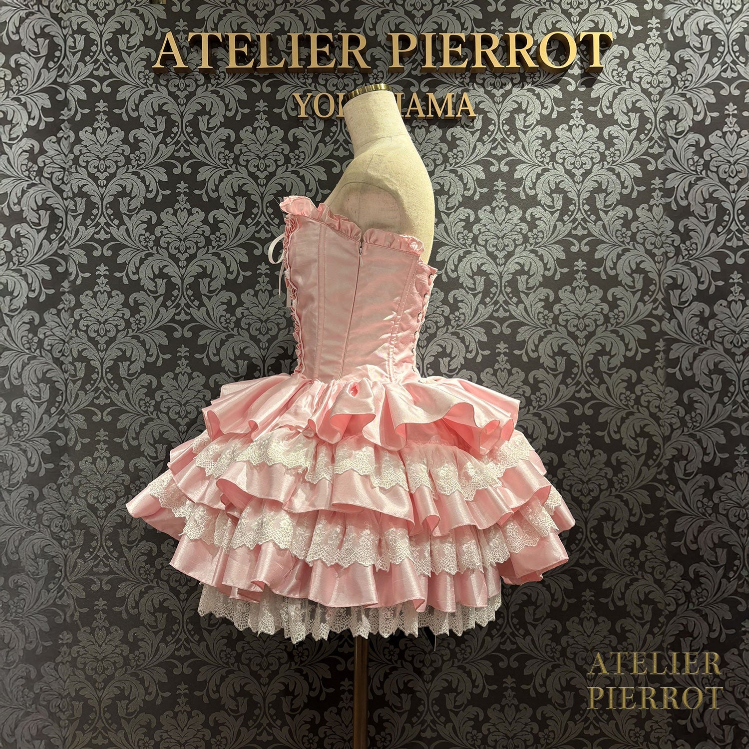 【ATELIER PIERROT】 ミニコルセットワンピース ホワイト/ピンク/サックス/パープル/グリーン/ネイビー/ブラック×ホワイト/ブラック
