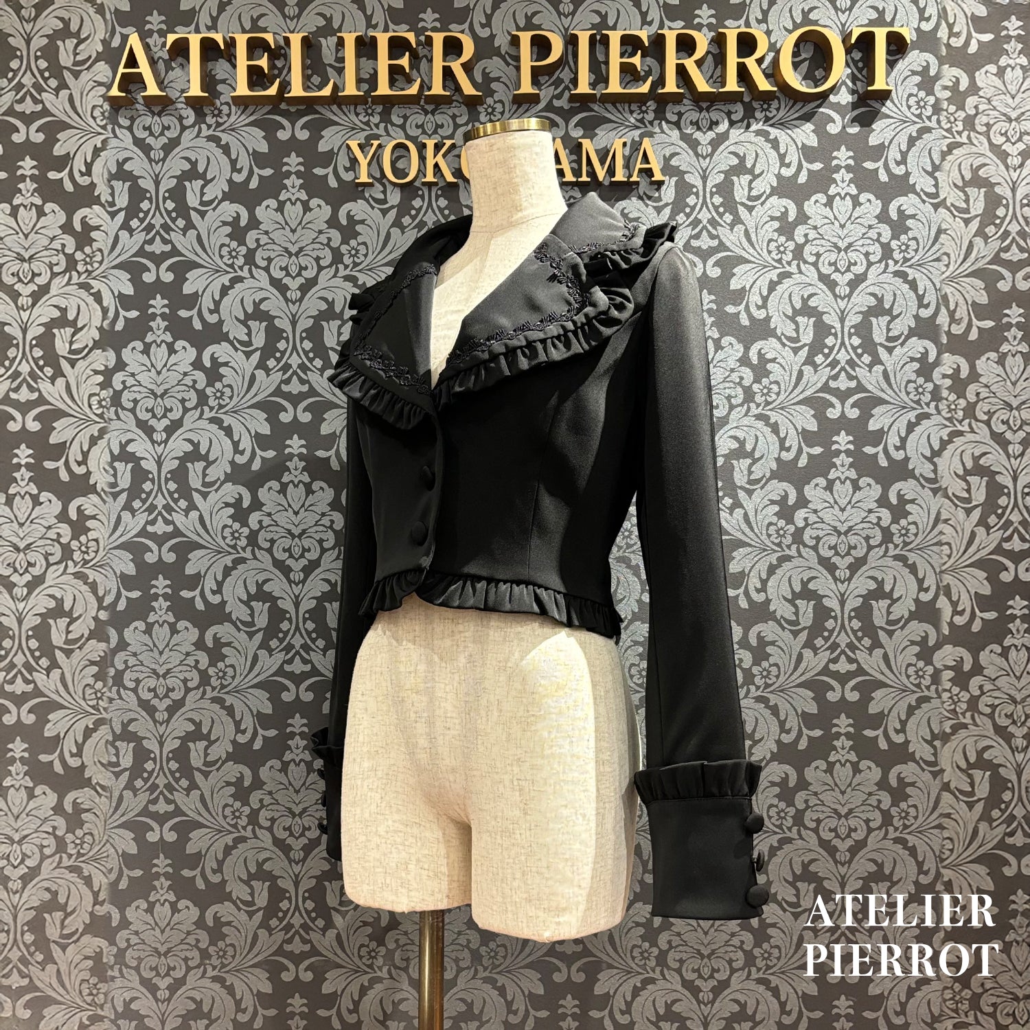 【ATELIER PIERROT】 Frilled Tailored Jacket ホワイト/ブラック