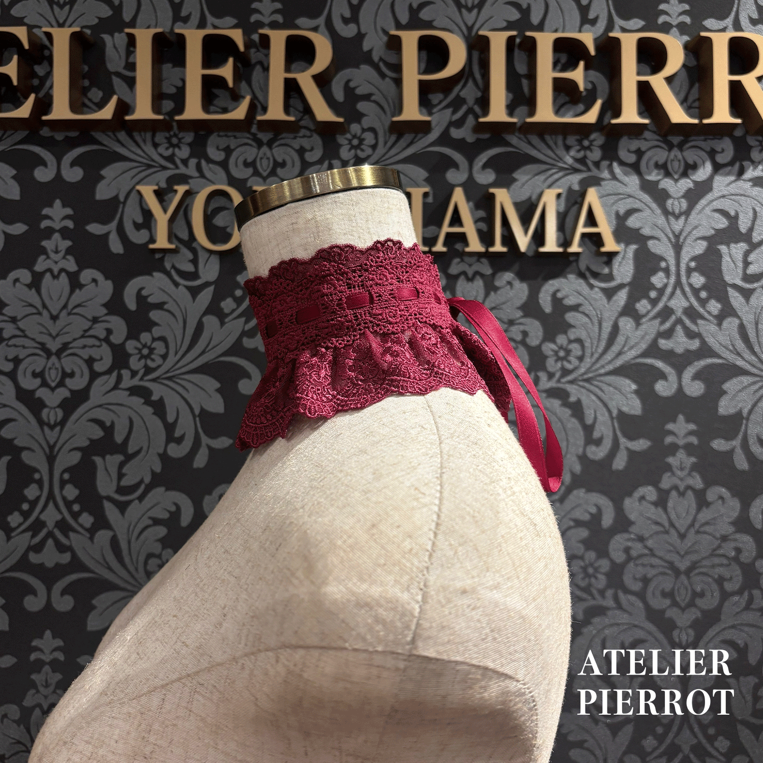 【ATELIER PIERROTLACE GRACE Choker White/Bordeaux/Purple/Green/Navy/Black★5 월 말에 출시되었습니다★