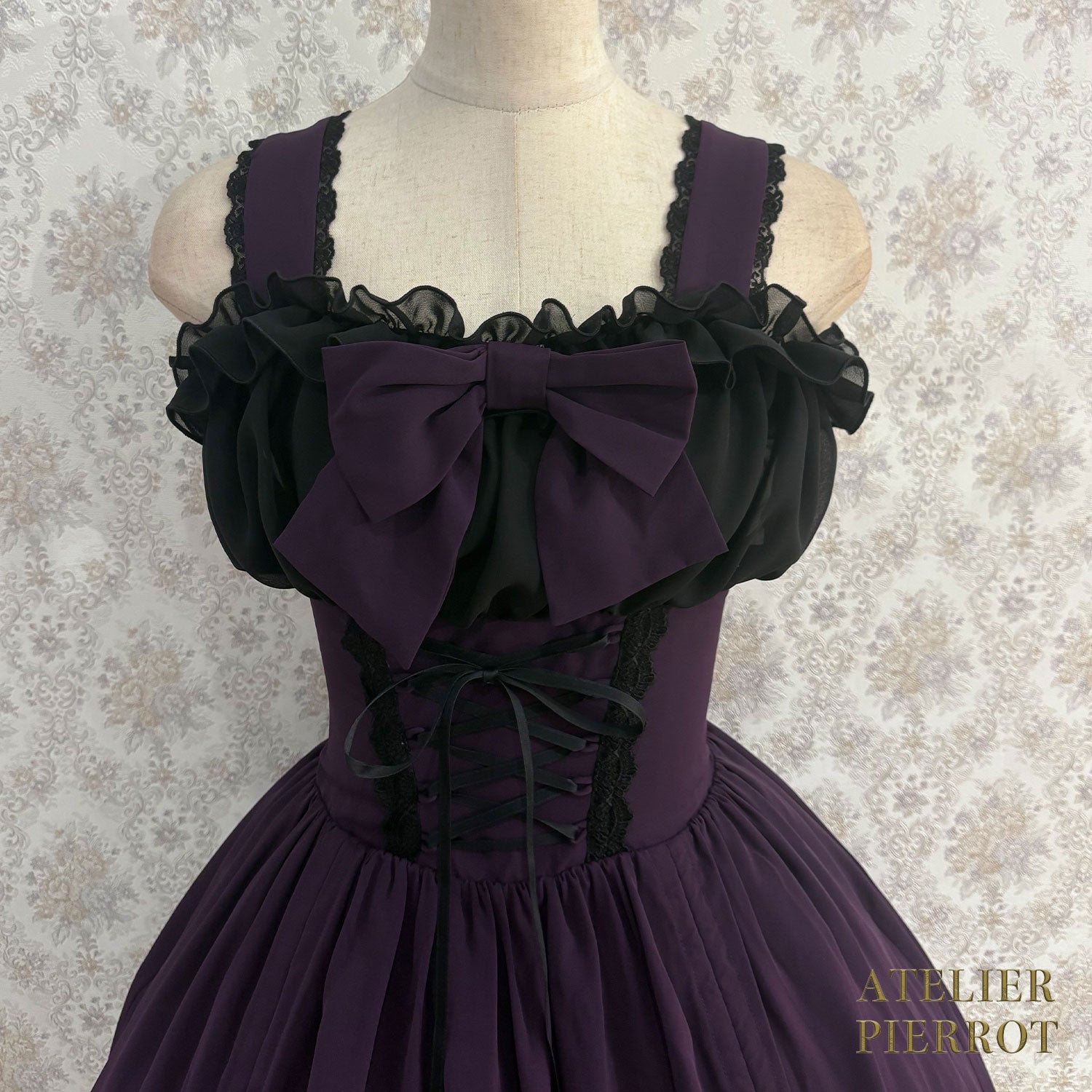 【ATELIER PIERROT】 Eternal Waltz Jumper Skirt ホワイト/ボルドー/パープル/ネイビー/ブラック×ホワイト/ブラック