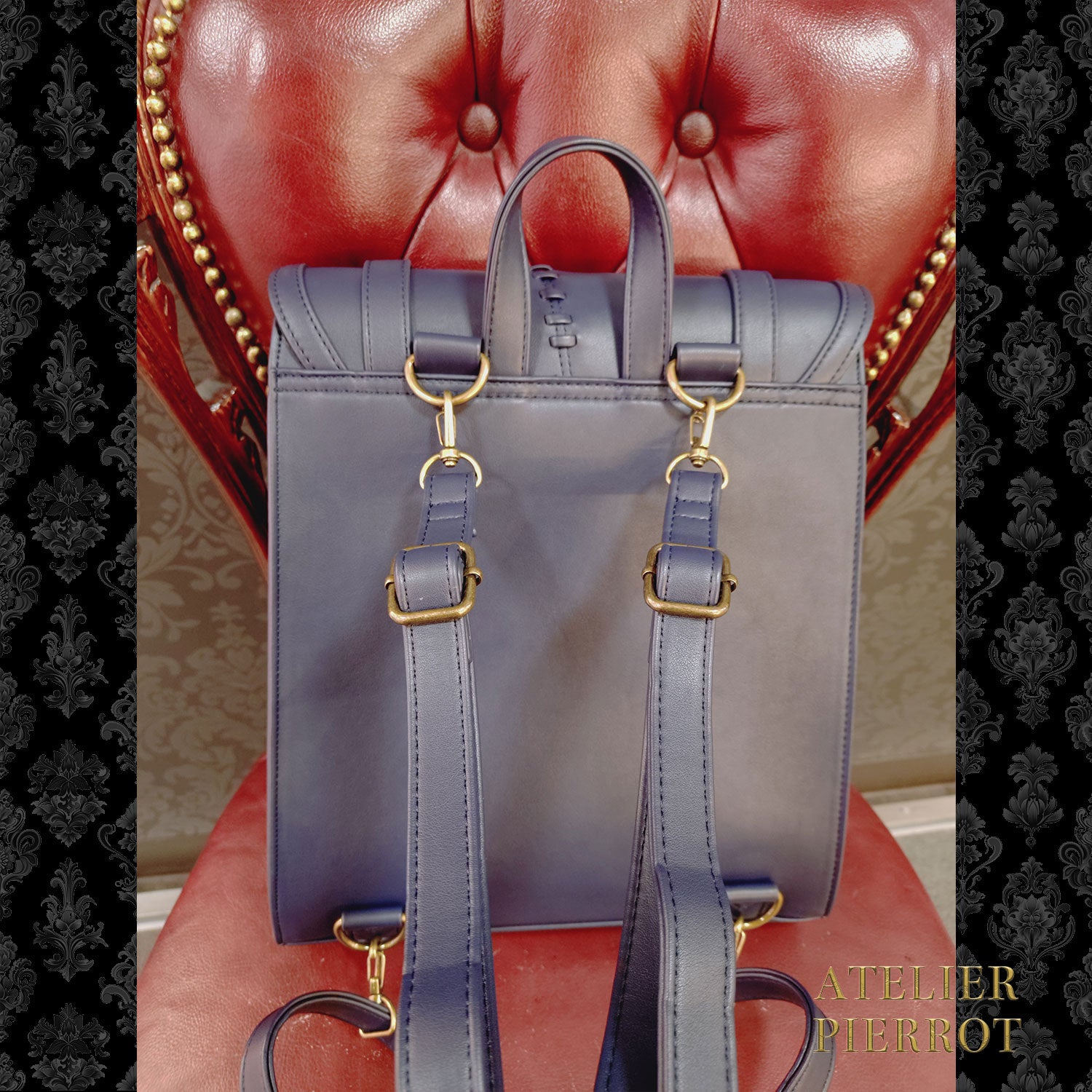 【ATELIER PIERROT】 “Nocturnal Grave”Mended Satchel ボルドー/ネイビー/ブラック