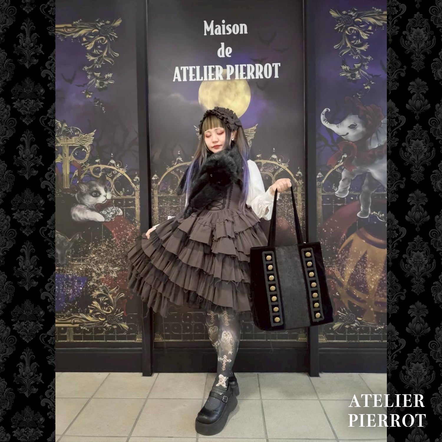 【Vallée lys】ヴァレリス Nonette Gauze Jumperskirt ボルドー/グレー/ブラック サイズ1 ★11月下旬~12月上旬発売★