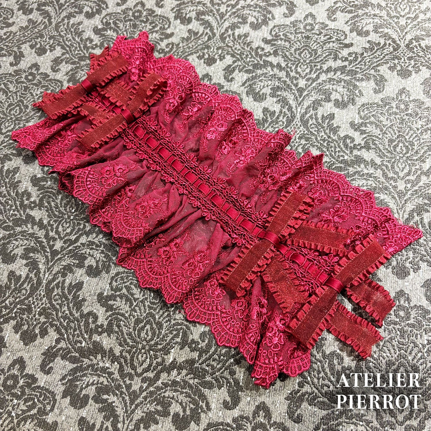 【ATELIER PIERROT】 Mystic Ribbon Lattice HeadDress アイボリー/ ボルドー/ネイビー/ブラック