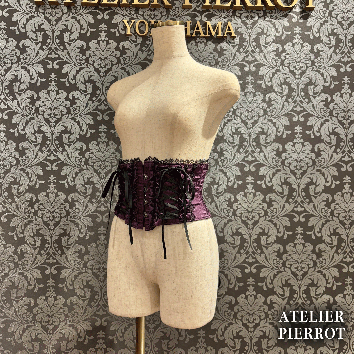 【ATELIER PIERROT】 Thorned Rose Corset ホワイト/ボルドー/パープル/ネイビー/ブラック×ホワイト/ブラック ★11月中旬〜下旬発売★