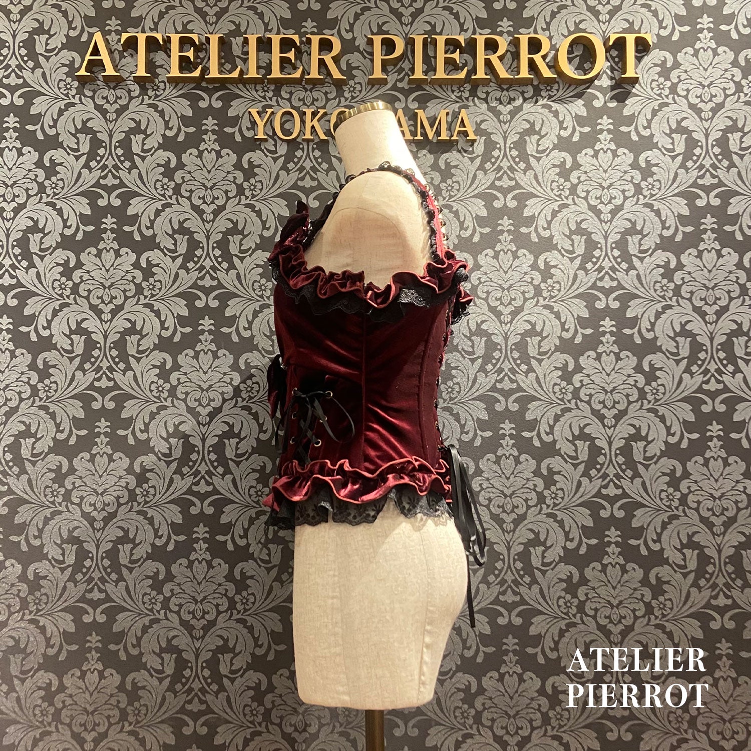 【ATELIER PIERROTAdenophora Lace-Up Camisole波尔多/海蓝色/黑色★预定10月上旬~中旬发售★