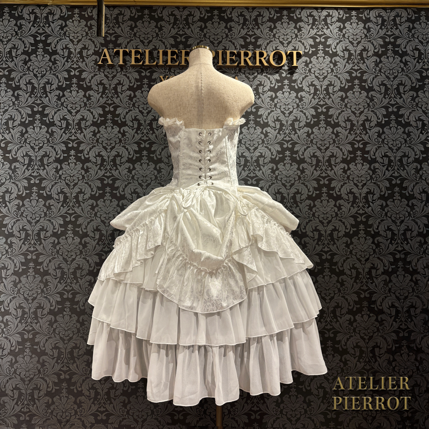【ATELIER PIERROT】 Bustle Korsett Kleid Rose Jacquard