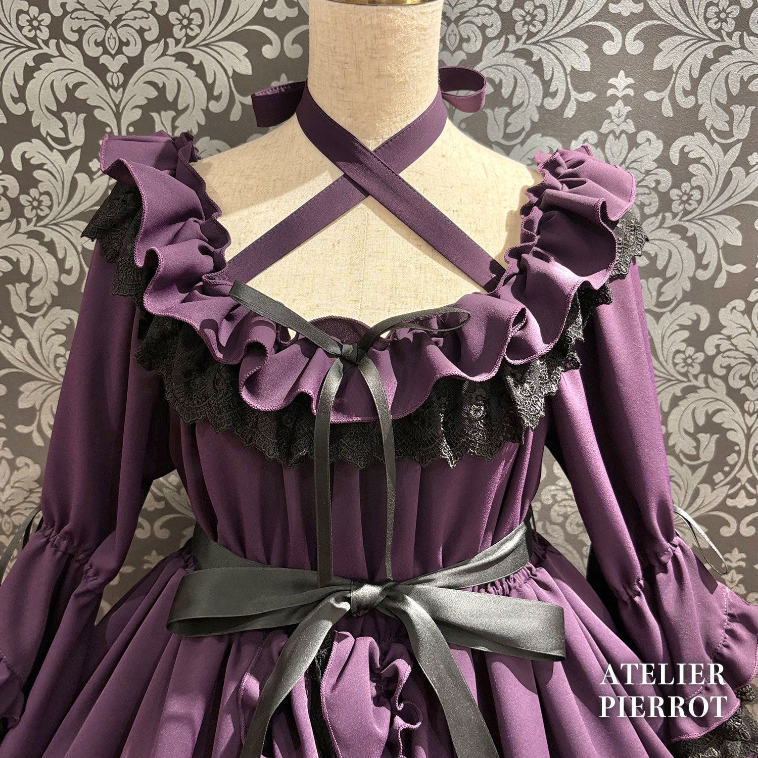 【ATELIER PIERROT】 ★Ahora aceptando reservas★Vestido Nocturno NegroWhite/Marfil/Purple/Navy/Black