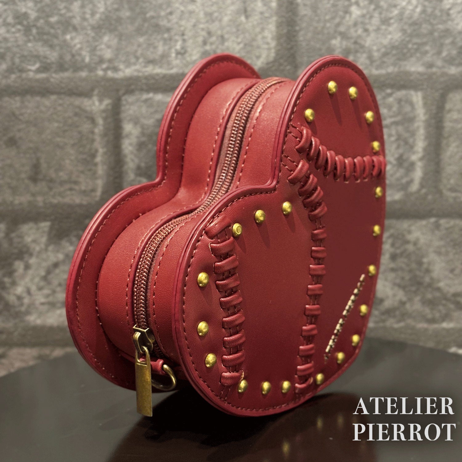【ATELIER PIERROT】 Mended Heart Shoulder BAG White/Bordeaux/Black