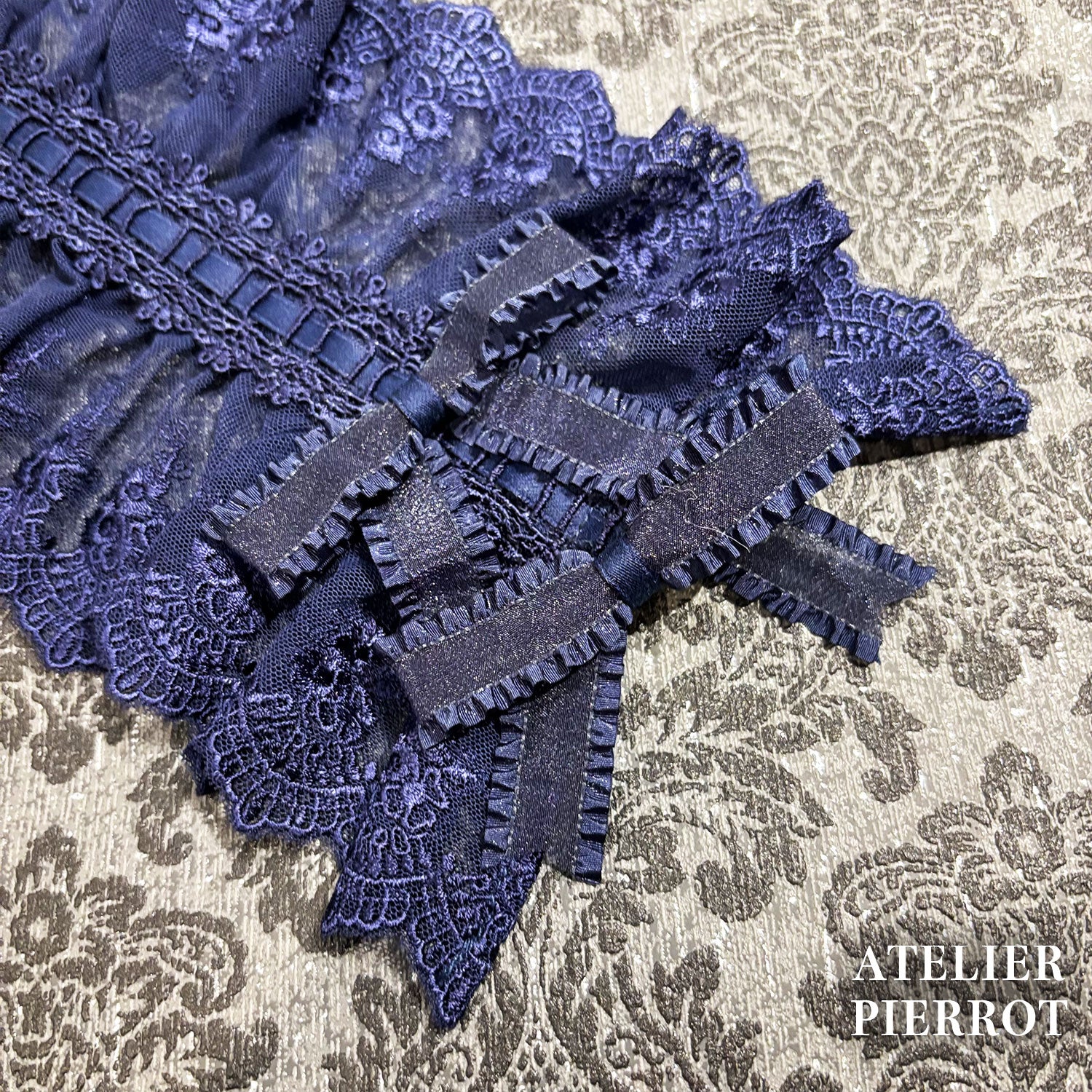【ATELIER PIERROT】 Mystic Ribbon Lattice HeadDress アイボリー/ ボルドー/ネイビー/ブラック