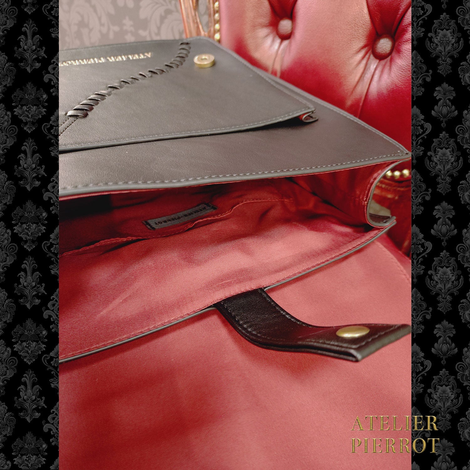 【ATELIER PIERROT】 “Nocturnal Grave”Mended Satchel ボルドー/ネイビー/ブラック