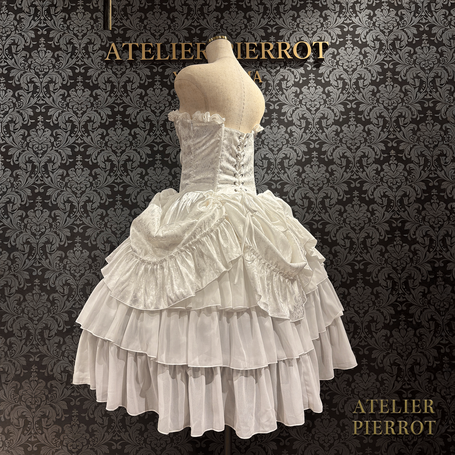【ATELIER PIERROT】 Bustle Korsett Kleid Rose Jacquard