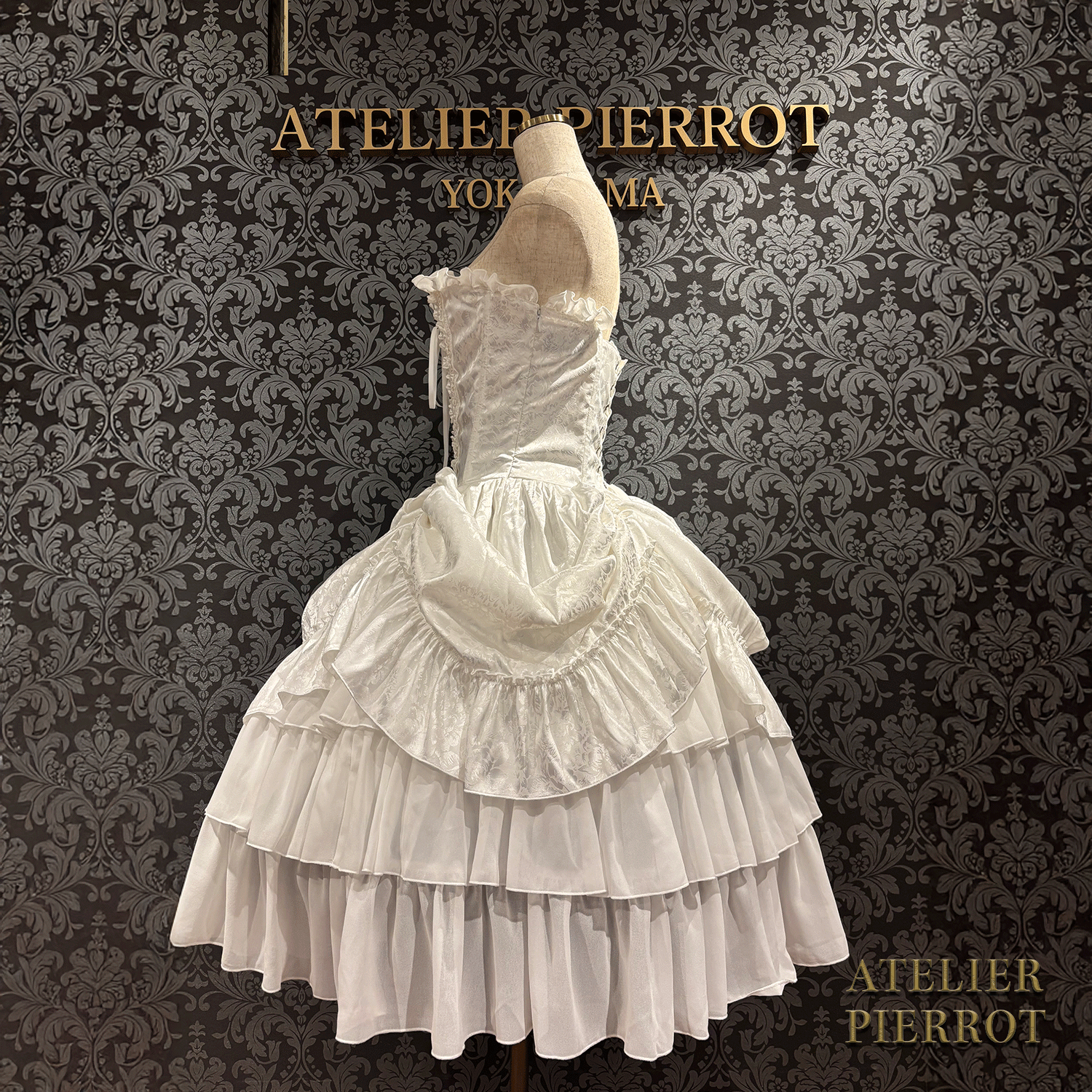 【ATELIER PIERROT】 Bustle Korsett Kleid Rose Jacquard