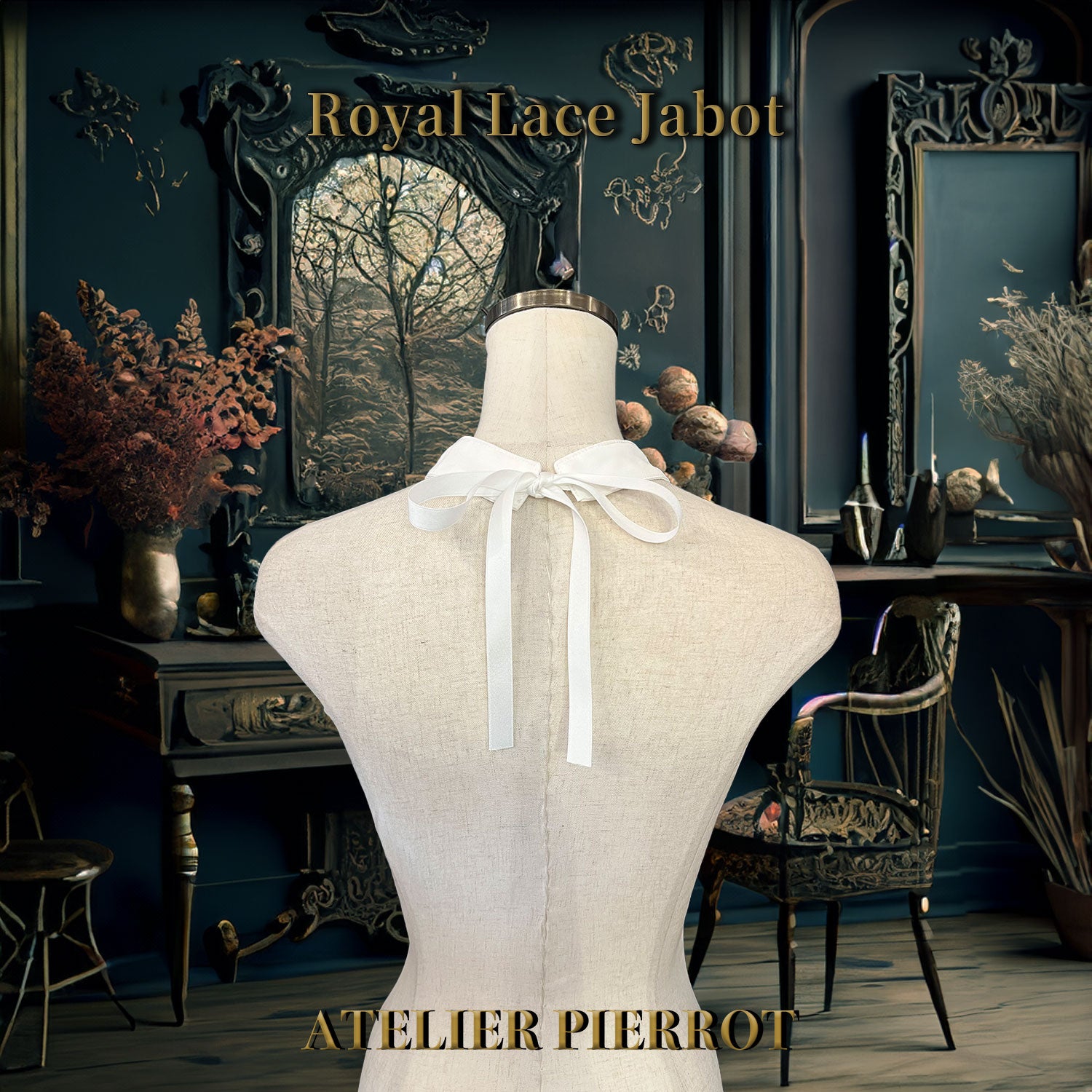 【ATELIER PIERROT】 Royal Lace Jabot White/Black