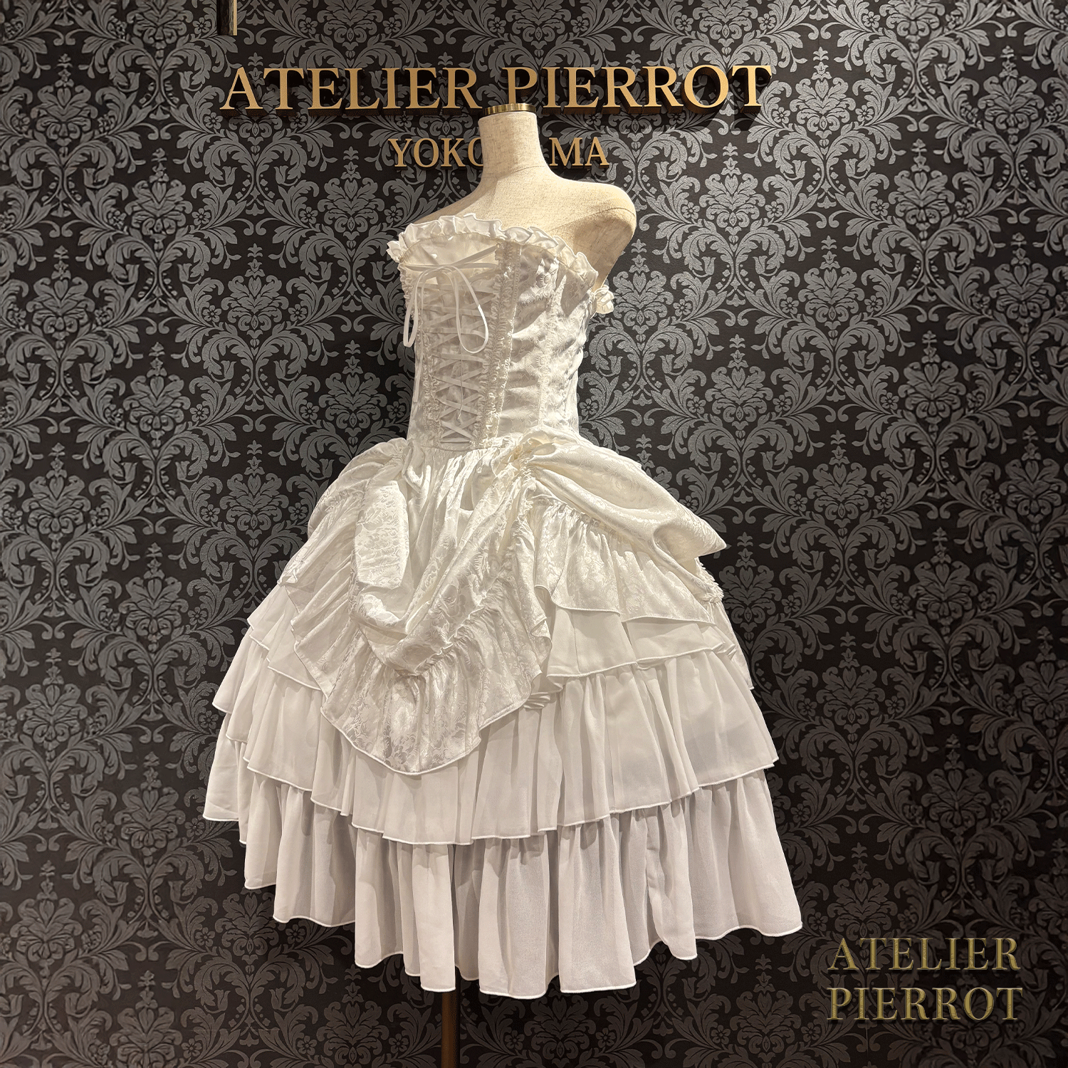 【ATELIER PIERROT】 Bustle Korsett Kleid Rose Jacquard
