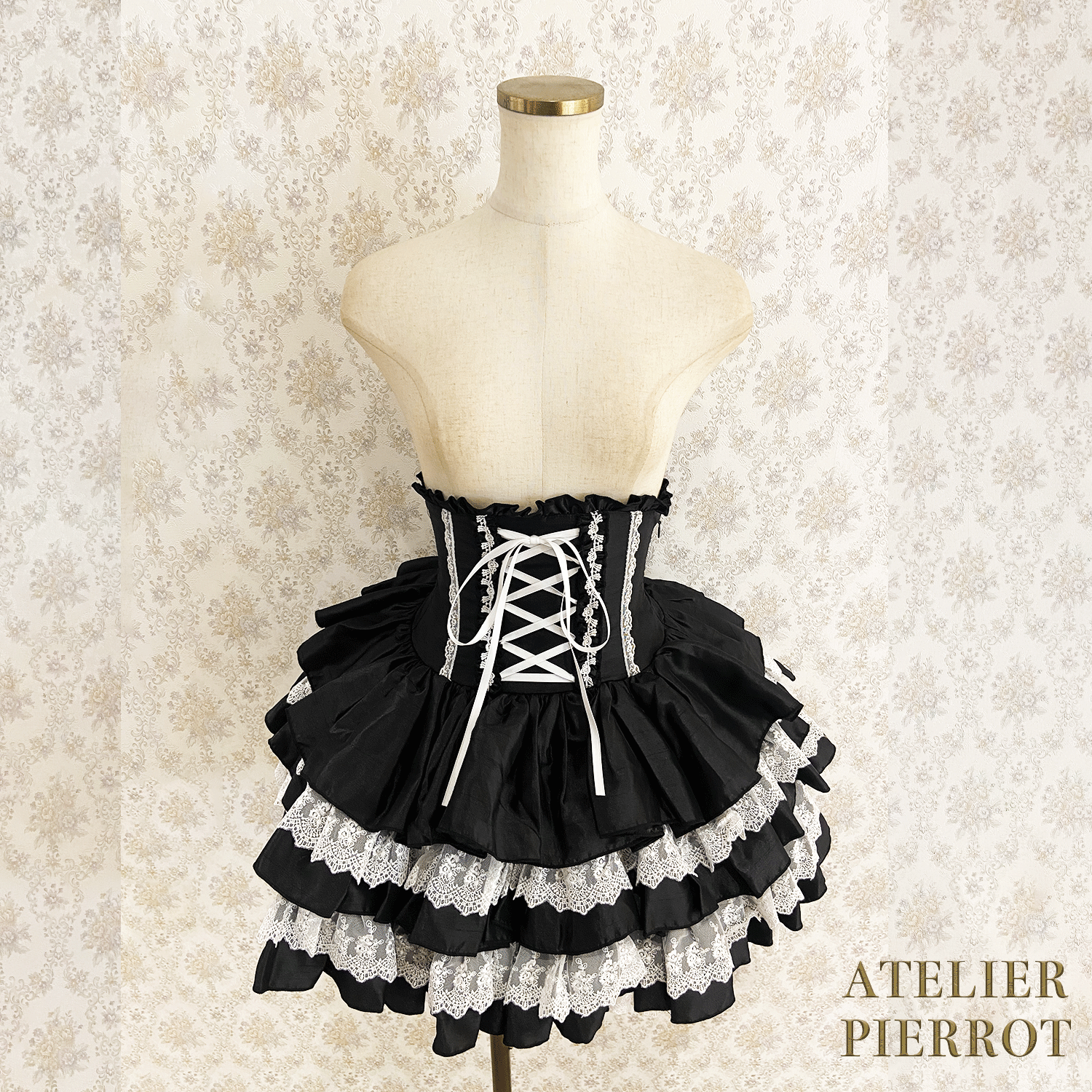 【ATELIER PIERROT】 Mini Corset Skirt ホワイト/ボルドー/パープル/ネイビー/ブラック×ホワイト/ブラック ★受注期間2月20日(金)まで★