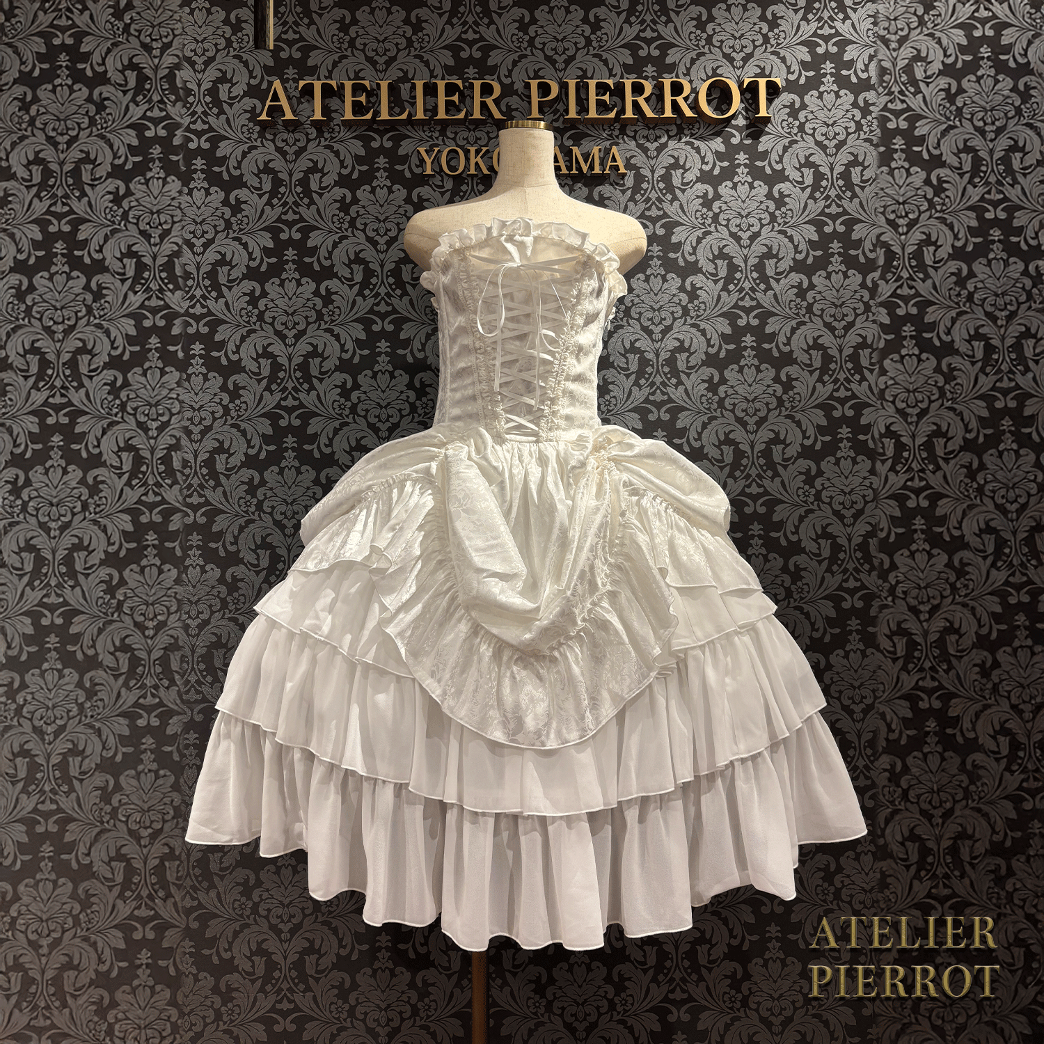 【ATELIER PIERROT】 Bustle Korsett Kleid Rose Jacquard