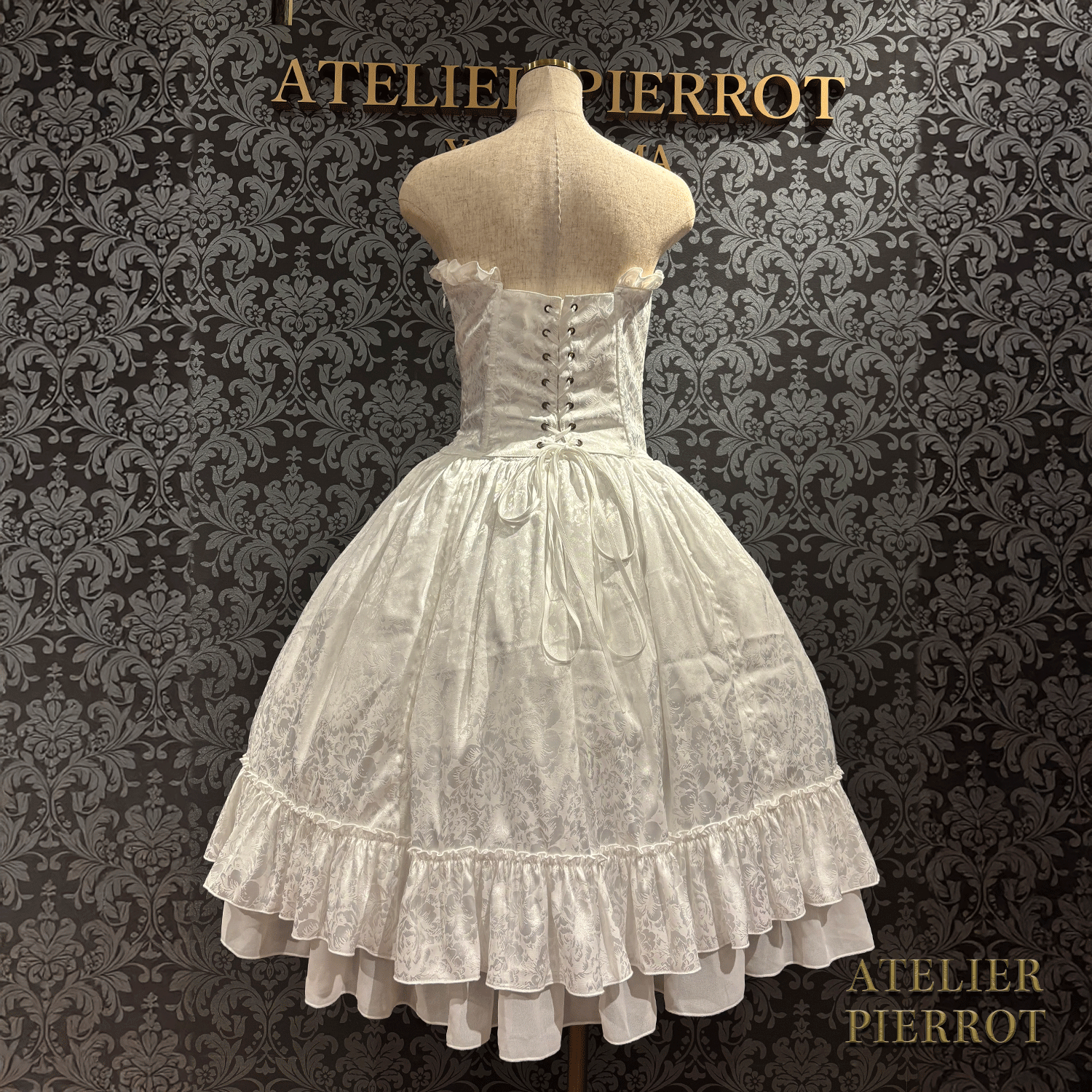 【ATELIER PIERROT】 Bustle Korsett Kleid Rose Jacquard