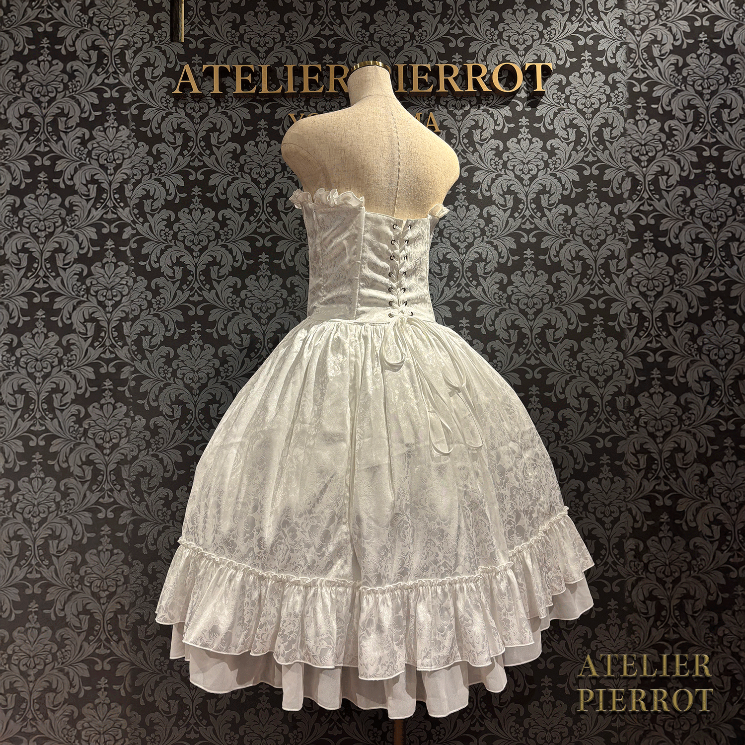 【ATELIER PIERROT】 Bustle Korsett Kleid Rose Jacquard