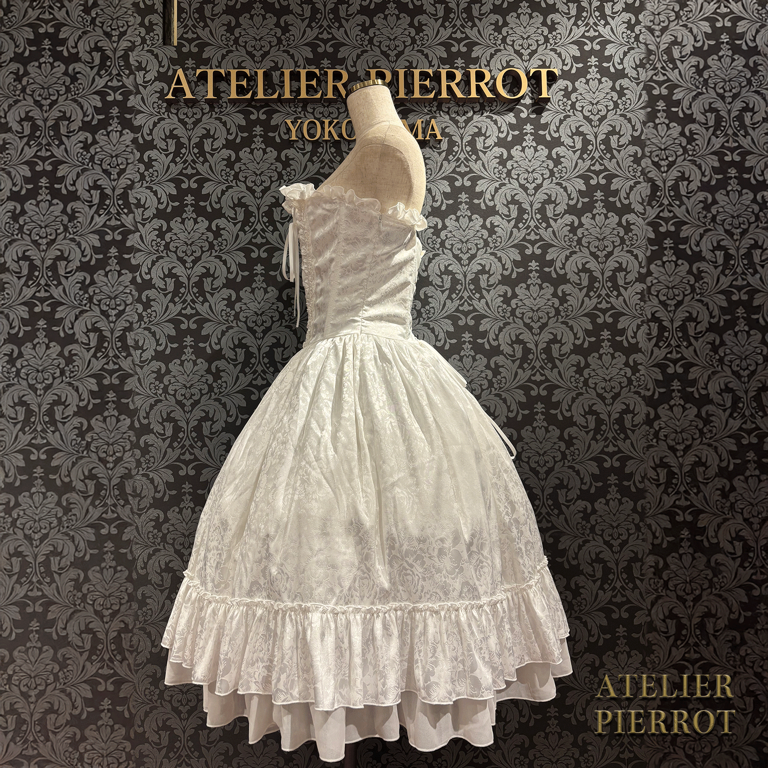 【ATELIER PIERROT】 Bustle Korsett Kleid Rose Jacquard