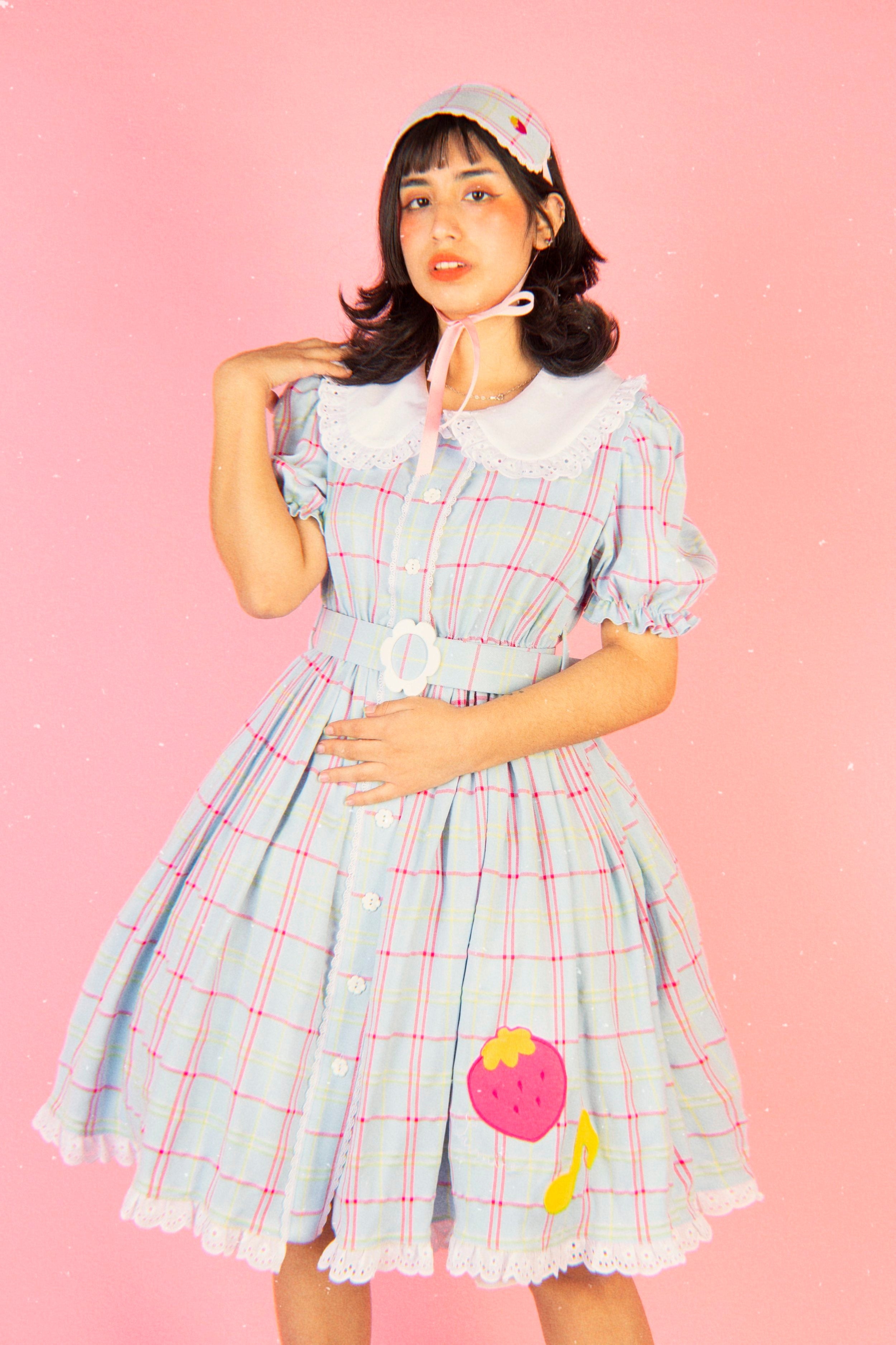 【Violet Fane】ヴァイオレットフェーン HAPPY TARTANS ワンピース(サックス)