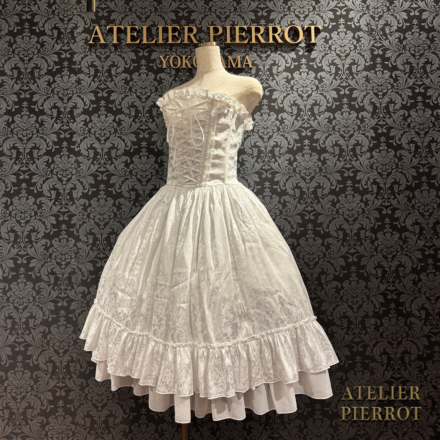 【ATELIER PIERROT】 Bustle Korsett Kleid Rose Jacquard