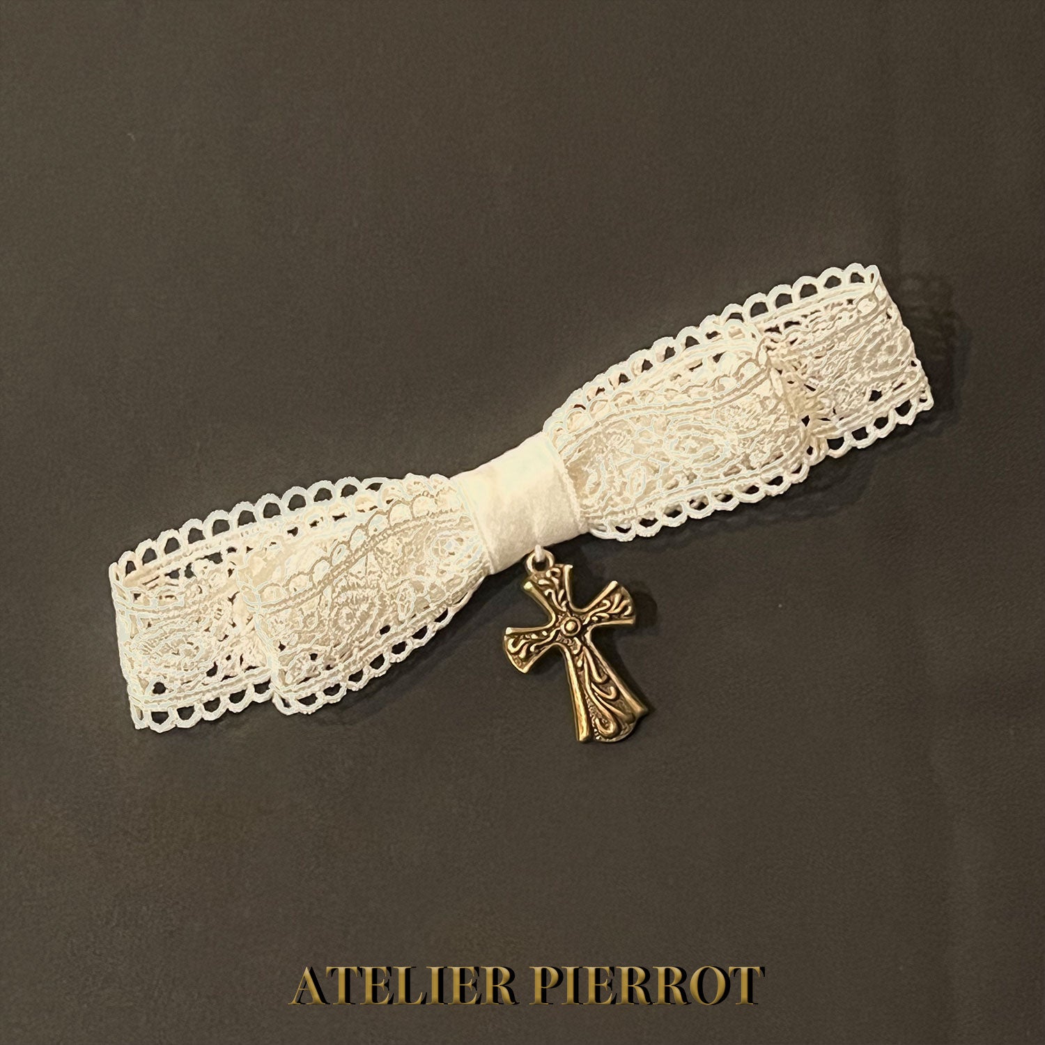 【ATELIER PIERROT】 Royal Lace Jabot White/Black