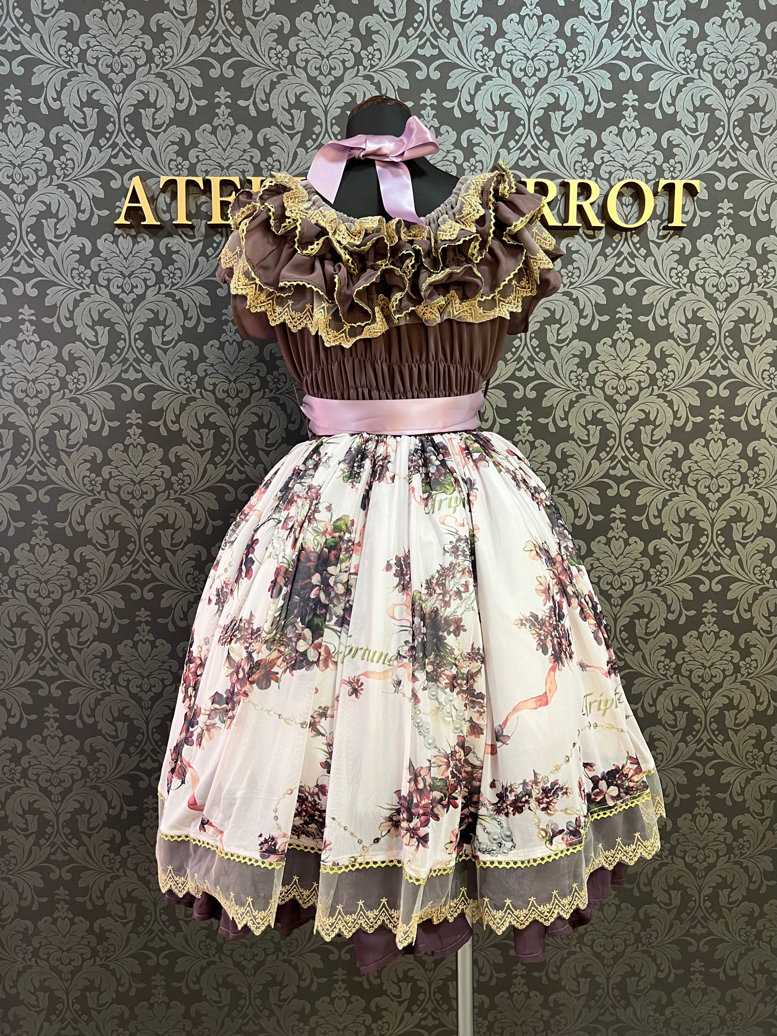 【Triple fortune】トリプルフォーチュン すみれ柄ワンピース