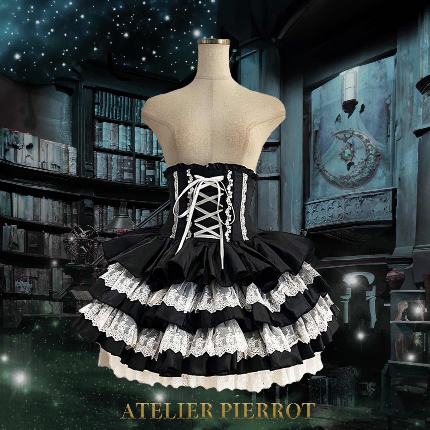 【ATELIER PIERROT】 Mini Corset Skirt ホワイト/ボルドー/パープル/ネイビー/ブラック×ホワイト/ブラック ★受注期間2月20日(金)まで★