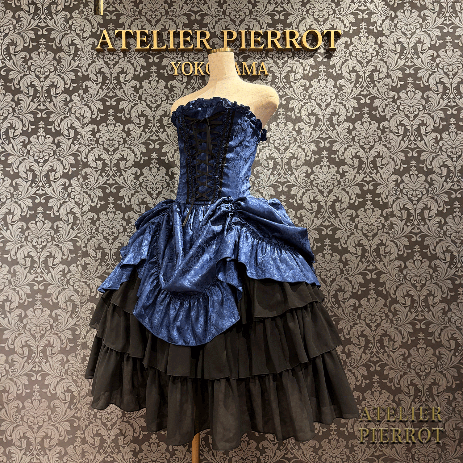 【ATELIER PIERROT】 Bustle Korsett Kleid Rose Jacquard
