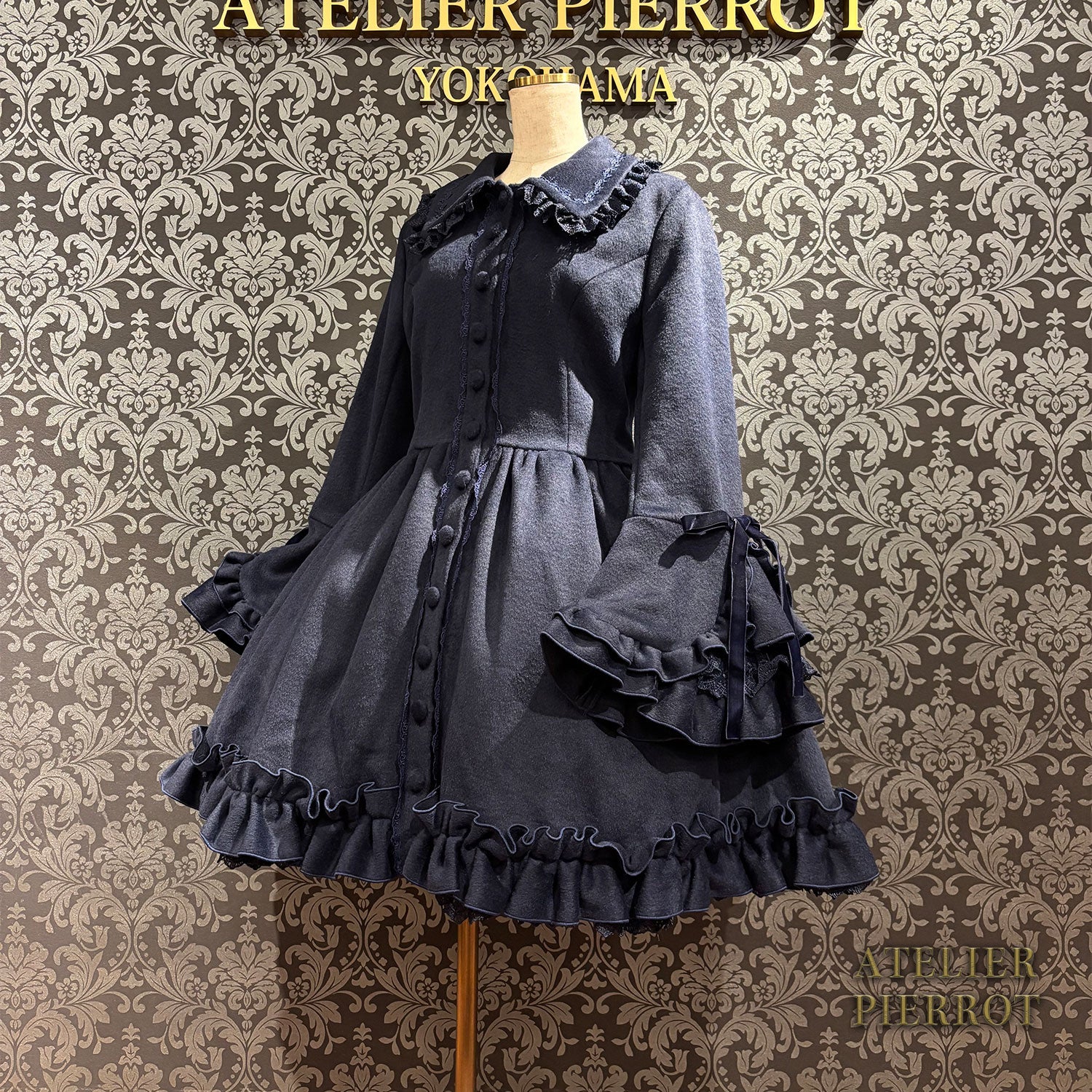 【ATELIER PIERROT】 Fleur d'Hiver Mantel weiß/Bordeaux/Marine/Schwarz★Entlassen von Ende Oktober bis Anfang November★