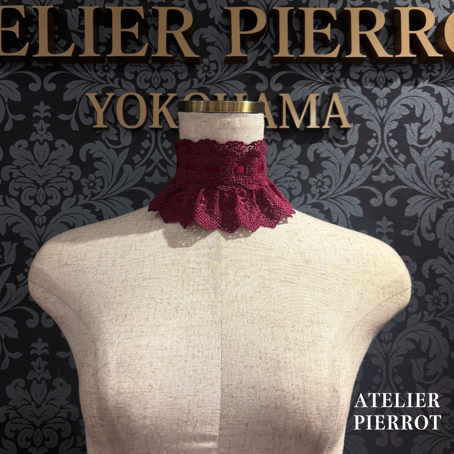 【ATELIER PIERROT】带蕾丝的宽限期螺丝白色/波尔多/紫色/绿色/海军/黑色