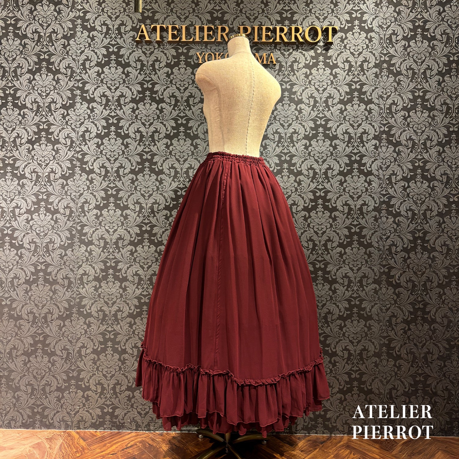 【ATELIER PIERROT】玫瑰裙长白色/波尔多/紫色/黑色