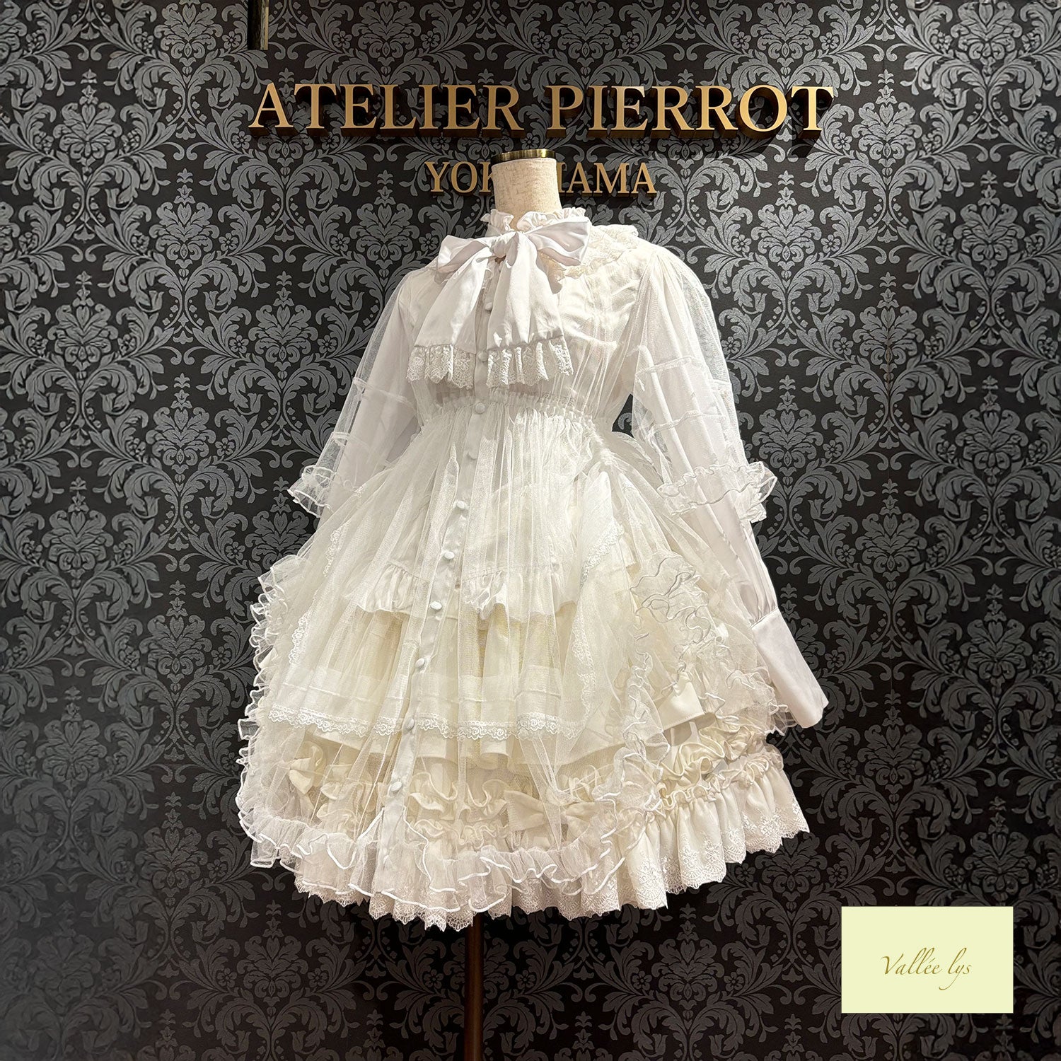 【Vallée lys】ヴァレリス Nocturne Sheer Tulle Dress ホワイト/ピンク/グレー/ボルドー/パープル/ブラック