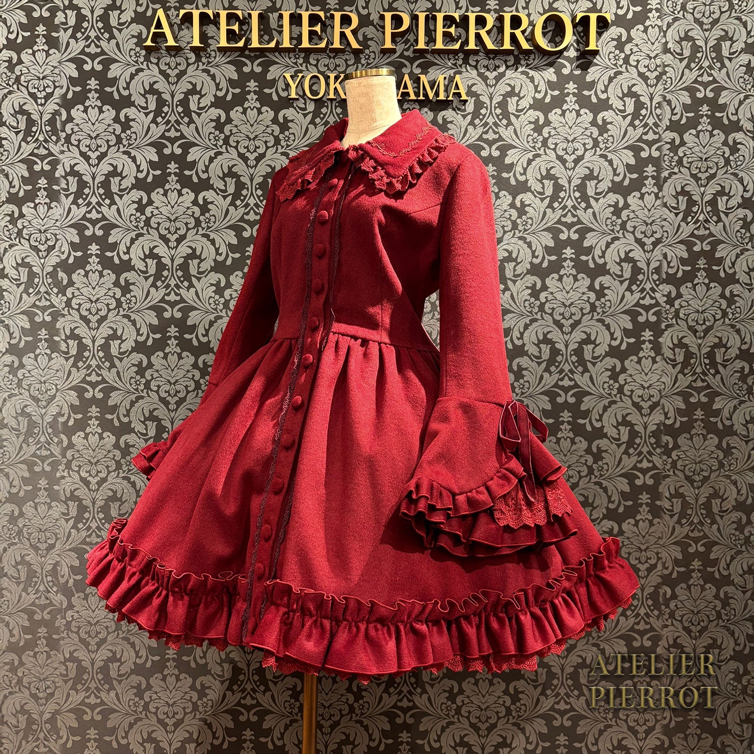 【ATELIER PIERROT】 Fleur d'Hiver Mantel weiß/Bordeaux/Marine/Schwarz★Entlassen von Ende Oktober bis Anfang November★