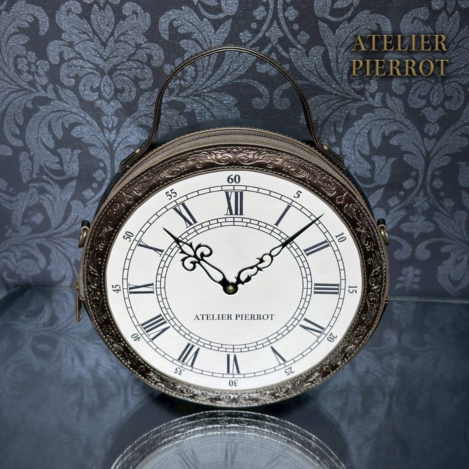 【ATELIER PIERROT】“Aeon” Clock Shoulder Bag ブロンズ/ブラック