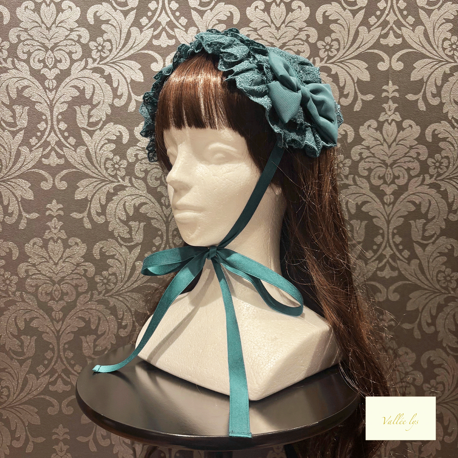 【Vallée lys】ヴァレリス Lace Enchantment Headdress White/Ivory/Wine/Purple/Navy/新色Green/Black×White/Black