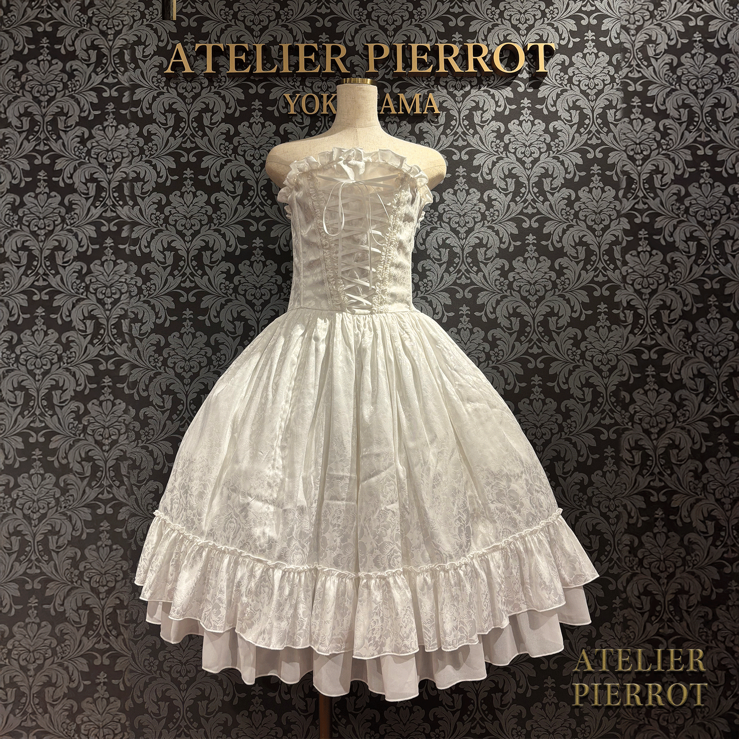 【ATELIER PIERROT】 Bustle Korsett Kleid Rose Jacquard