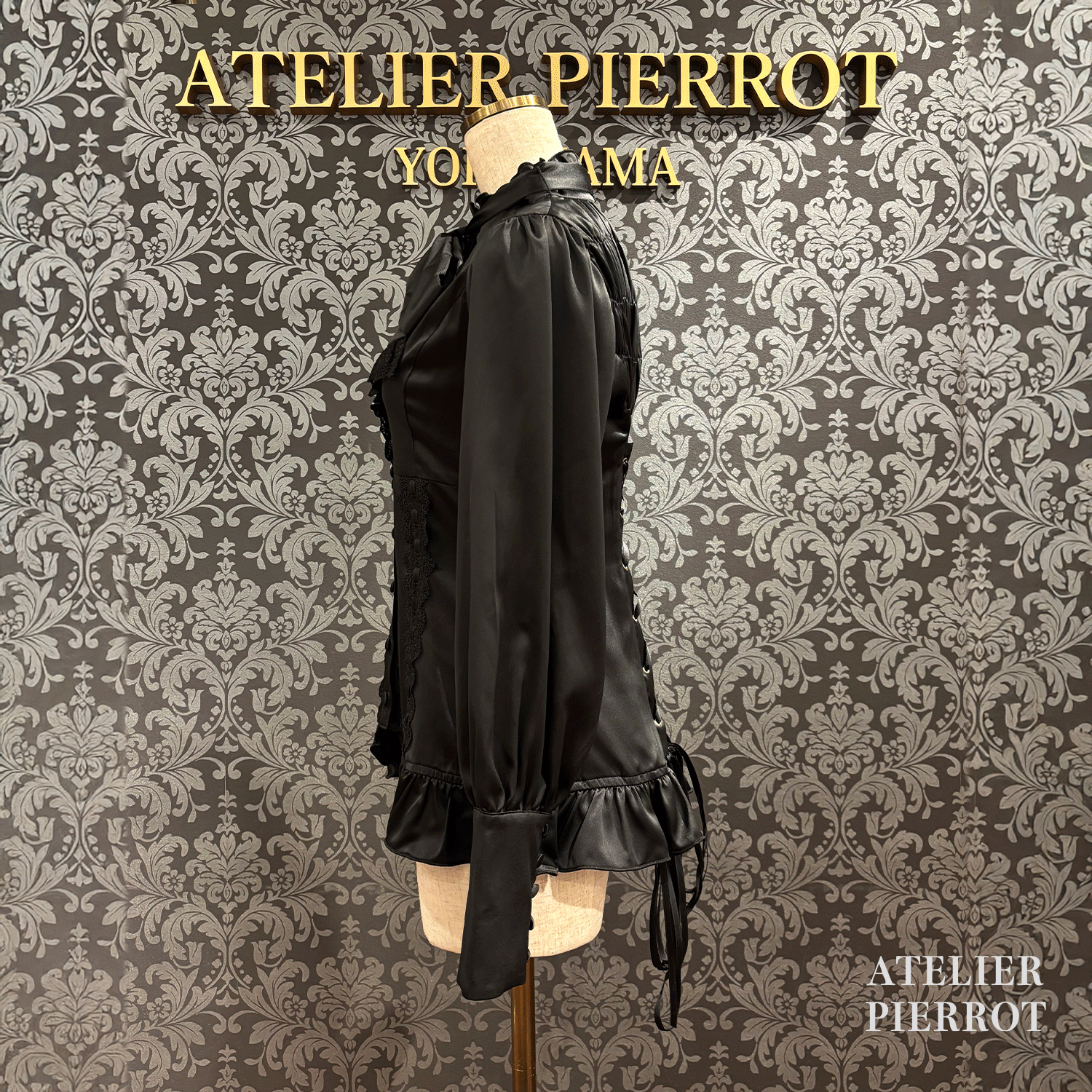 【ATELIER PIERROT】 Classical Duchess Ribbon Blouse ホワイト/ボルドー/ネイビー/ブラック