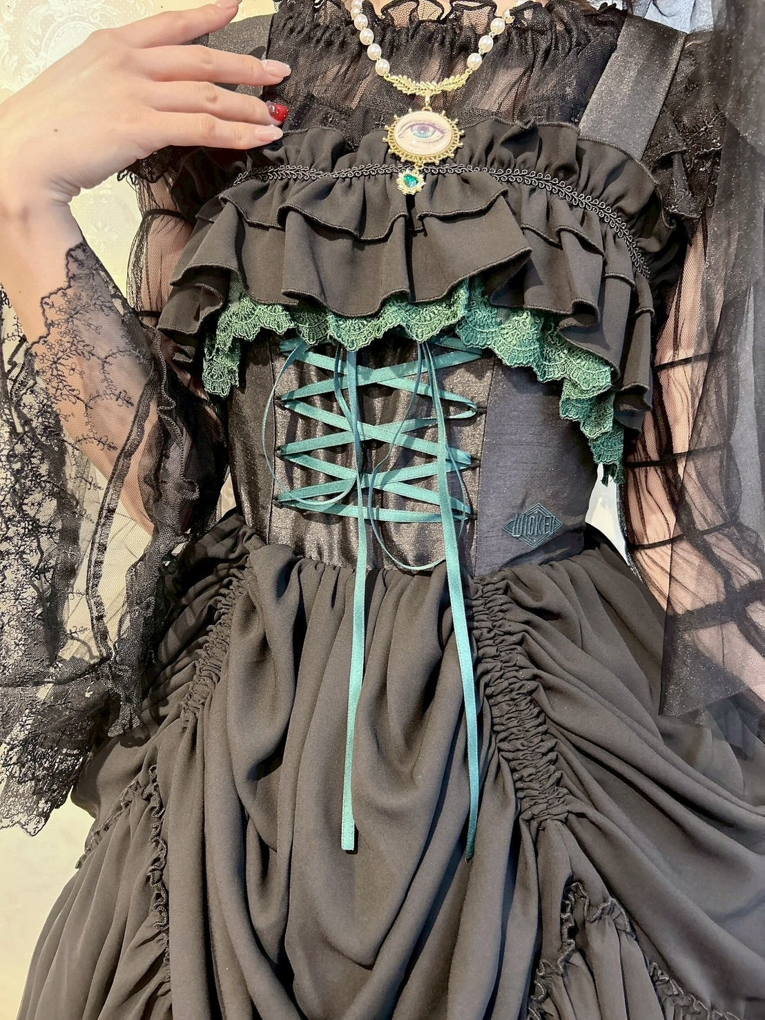 【ATELIER PIERROT】 WICKED/Elphaba’s Long Bustle JSK 黒×緑/黒×黒