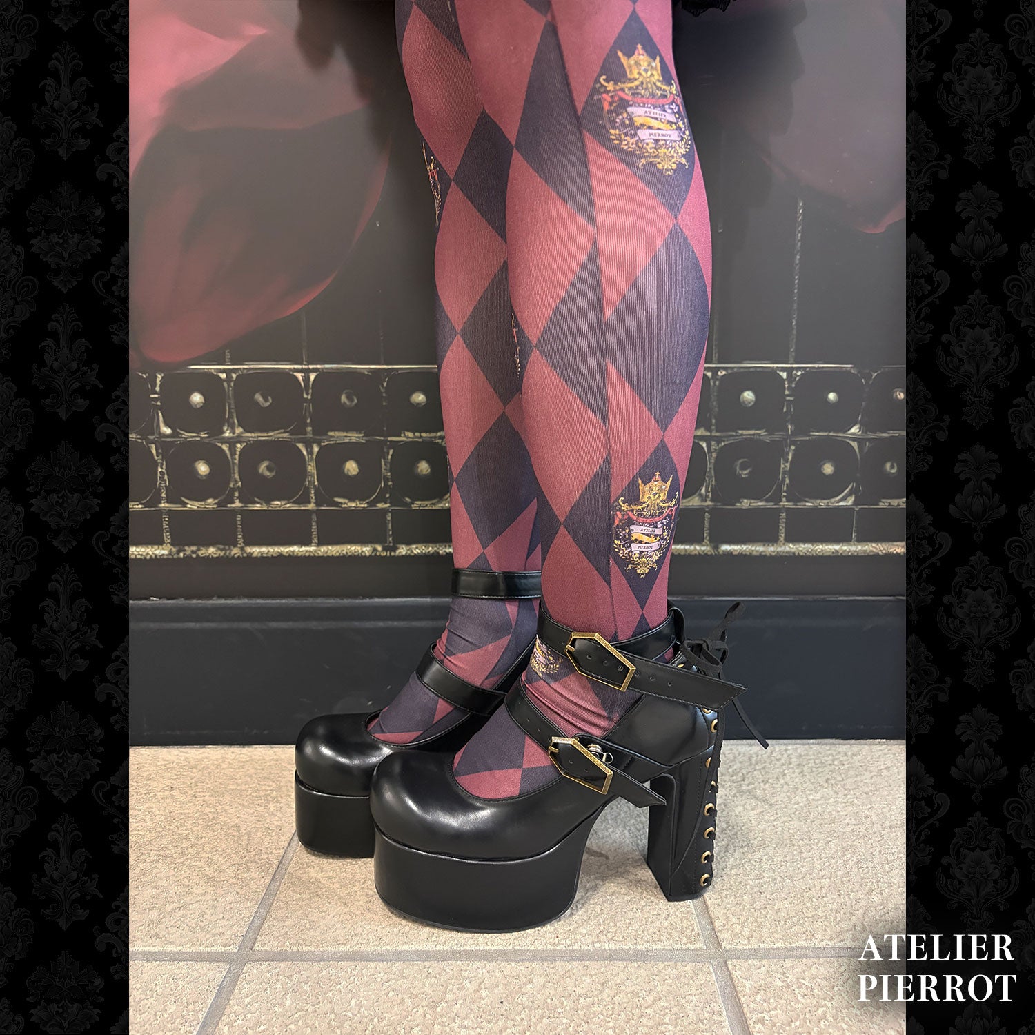 【ATELIER PIERROT】 ★ご予約受付中★ Coffin Buckle Lace-Up Platform Pumps ホワイト/ボルドー/ゴールド/ブラック S/M/L/XL