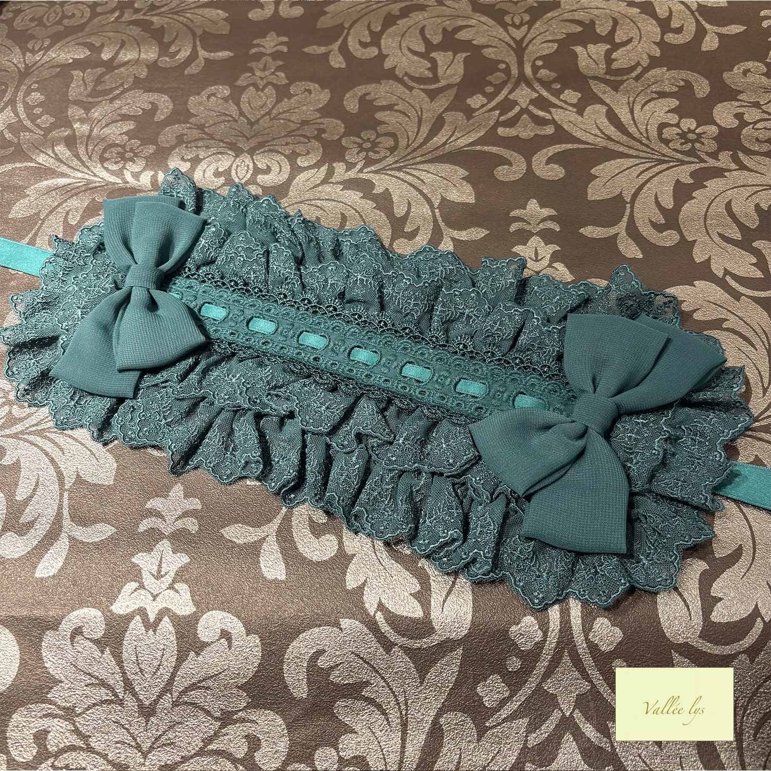 【Vallée lys】ヴァレリス Lace Enchantment Headdress White/Ivory/Wine/Purple/Navy/新色Green/Black×White/Black