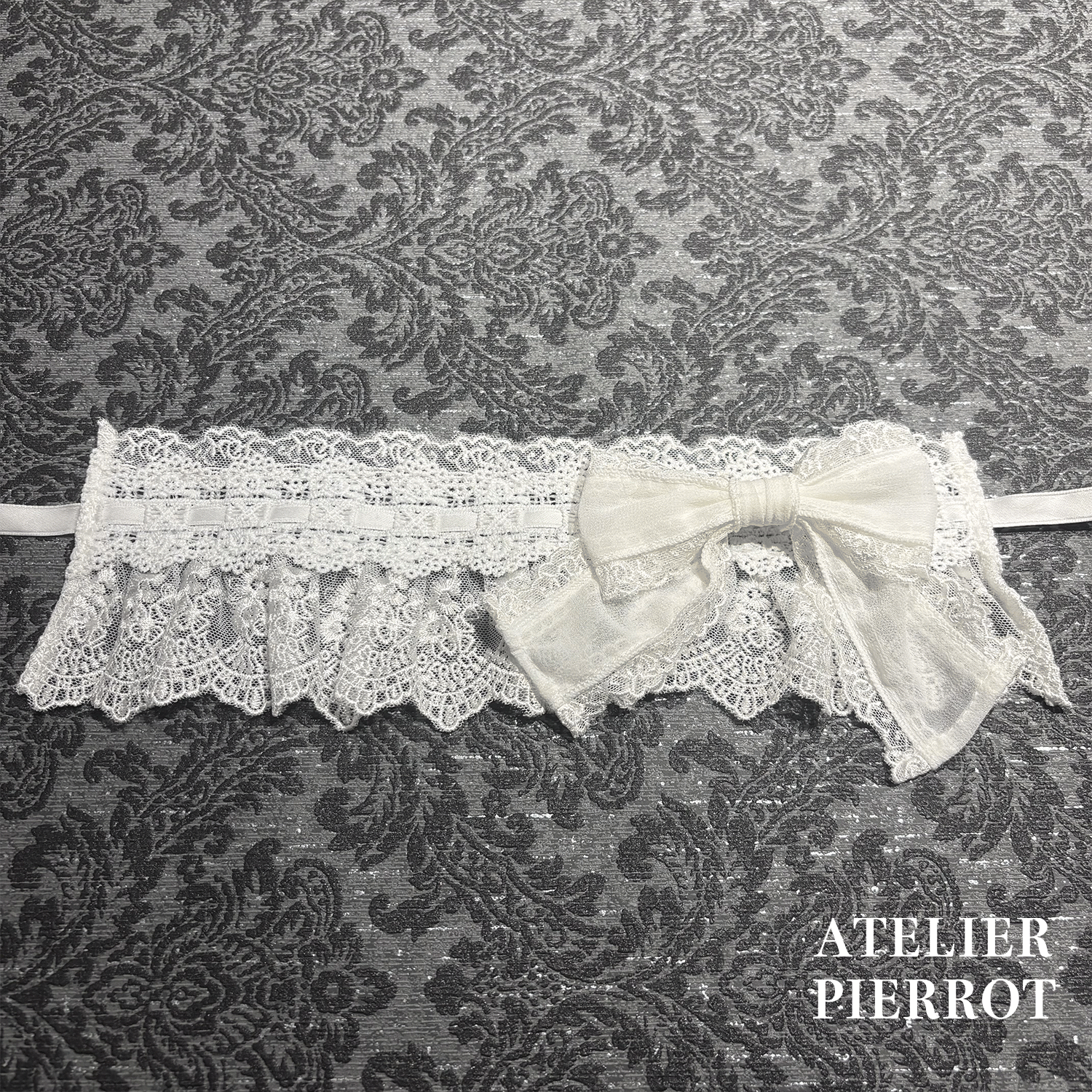 【ATELIER PIERROT】带蕾丝的宽限期螺丝白色/波尔多/紫色/绿色/海军/黑色