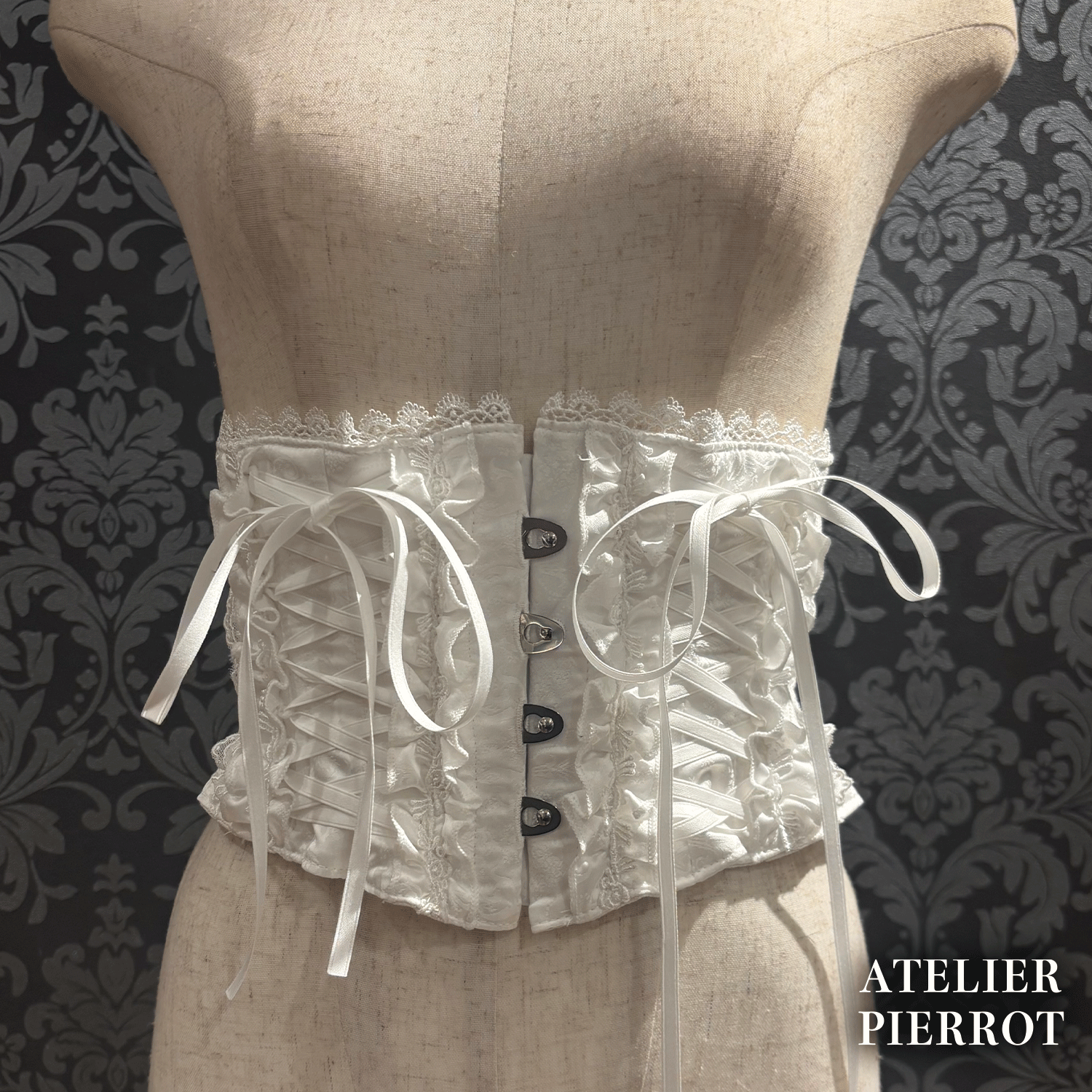 【ATELIER PIERROT】 Thorned Rose Corset ホワイト/ボルドー/パープル/ネイビー/ブラック×ホワイト/ブラック ★11月中旬〜下旬発売★