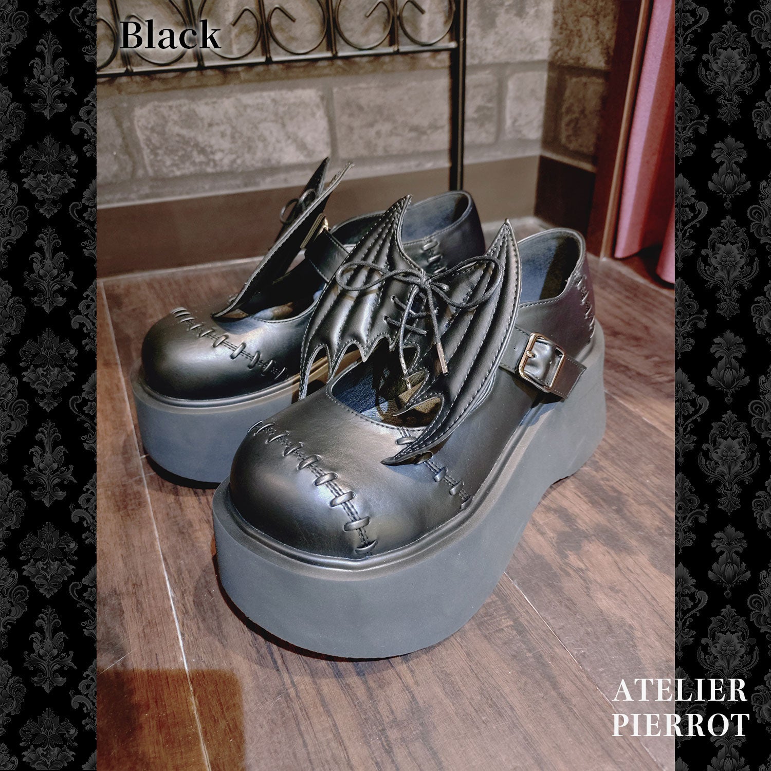【ATELIER PIERROT】“夜間墳墓”蝙蝠翼梅德鞋金/黑色S/M/L/XL
