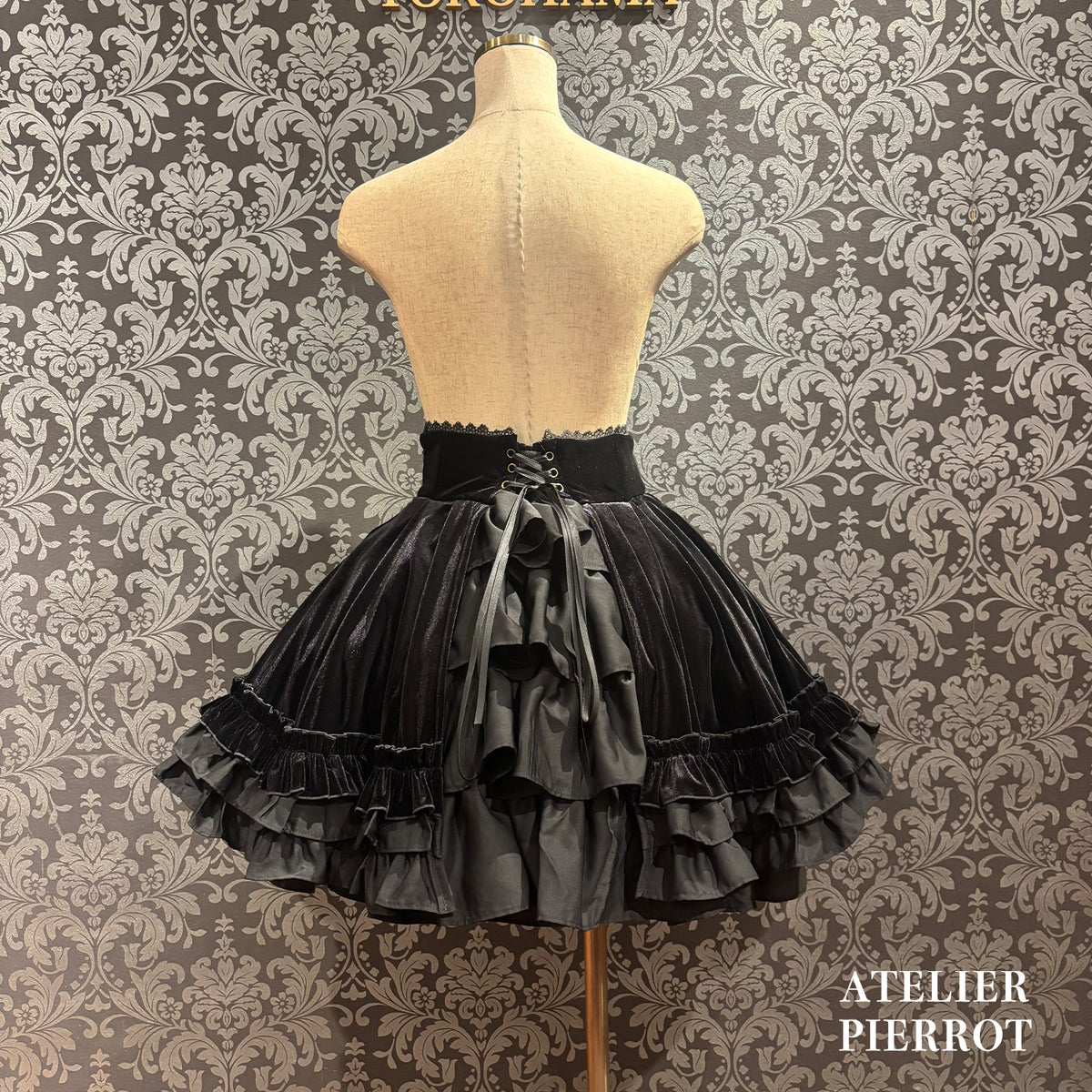 【ATELIER PIERROT】 ★ご予約受付中★ Adenophora Lace-Up Skirt ボルドー/新色パープル/ネイビー/ブラック