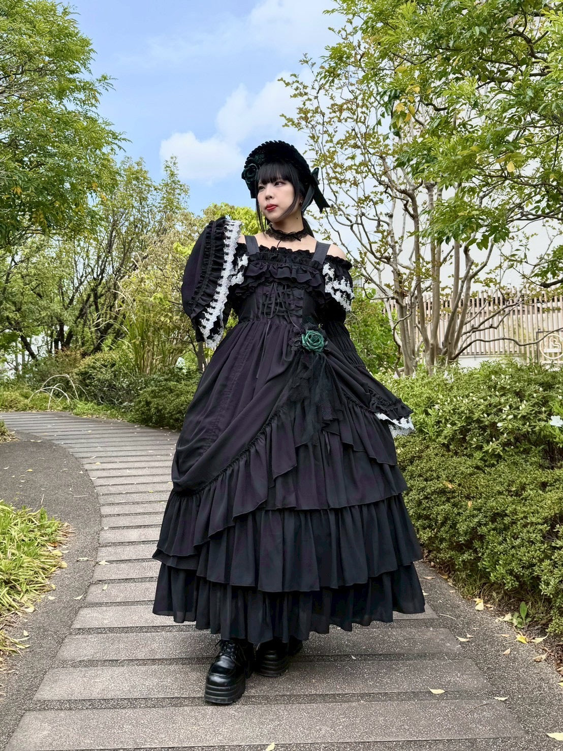 【ATELIER PIERROT】 WICKED/Elphaba’s Long Bustle JSK 黒×緑/黒×黒